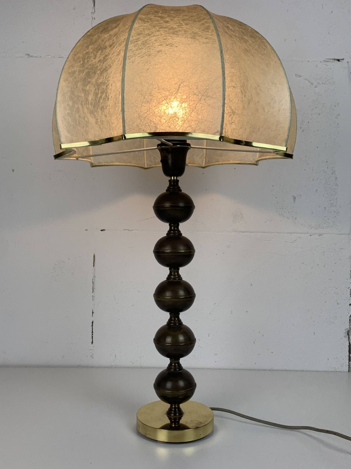 532.0 Midcentury Scandinavian Brass Cocoon Mushroom Lamp, Borens, Sweden 1960s photo