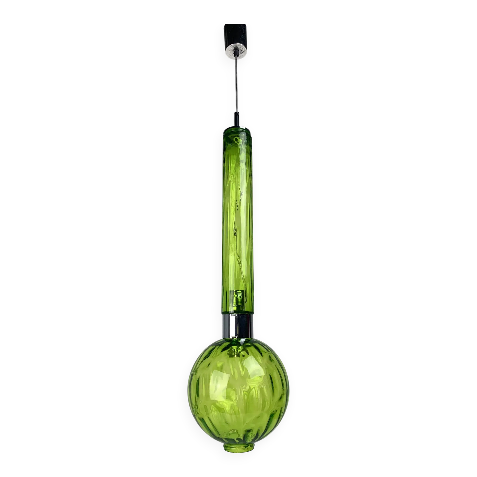 Midcentury Extra Large Green Glass Tube Pendant, Staff Leuchten 1960s 1970s