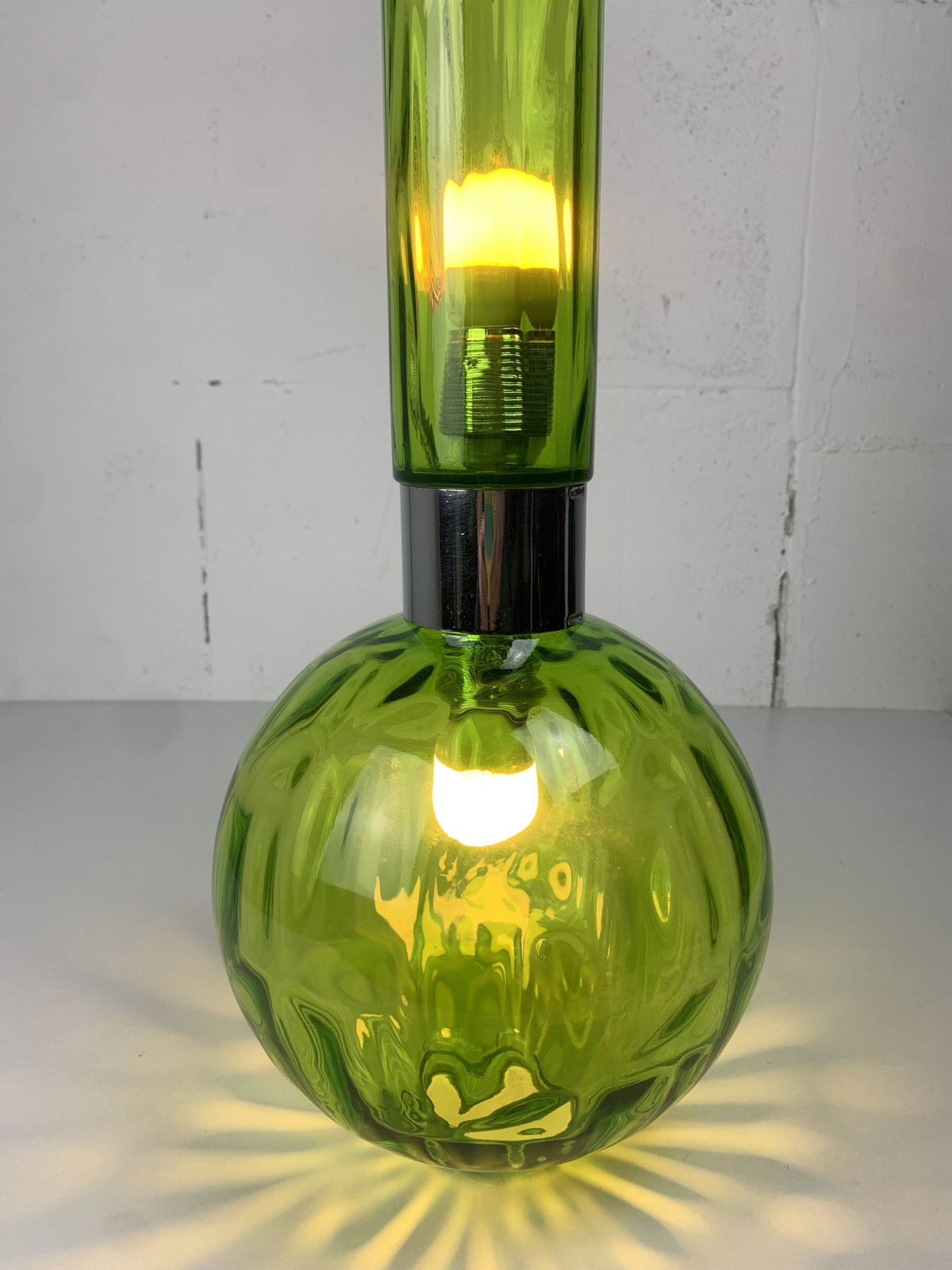 Midcentury Extra Large Green Glass Tube Pendant, Staff Leuchten 1960s 1970s photo 726.0