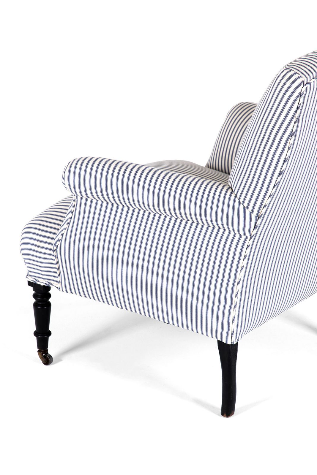 French Armchair In Princeton Ticking photo vinterior