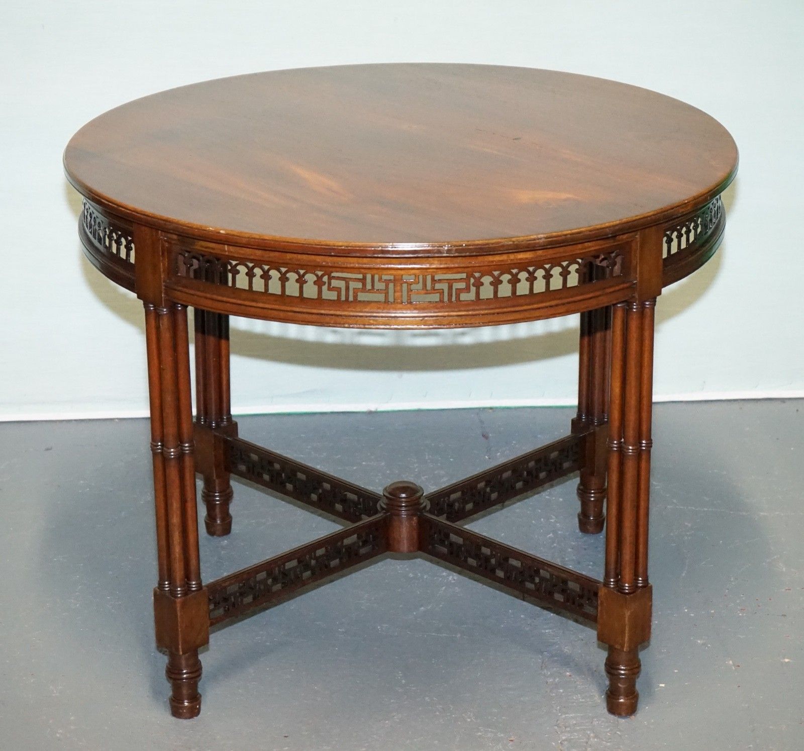 Late 19th Century Chippendale Style Round Occasional Table And Carved Stretchers photo furniture