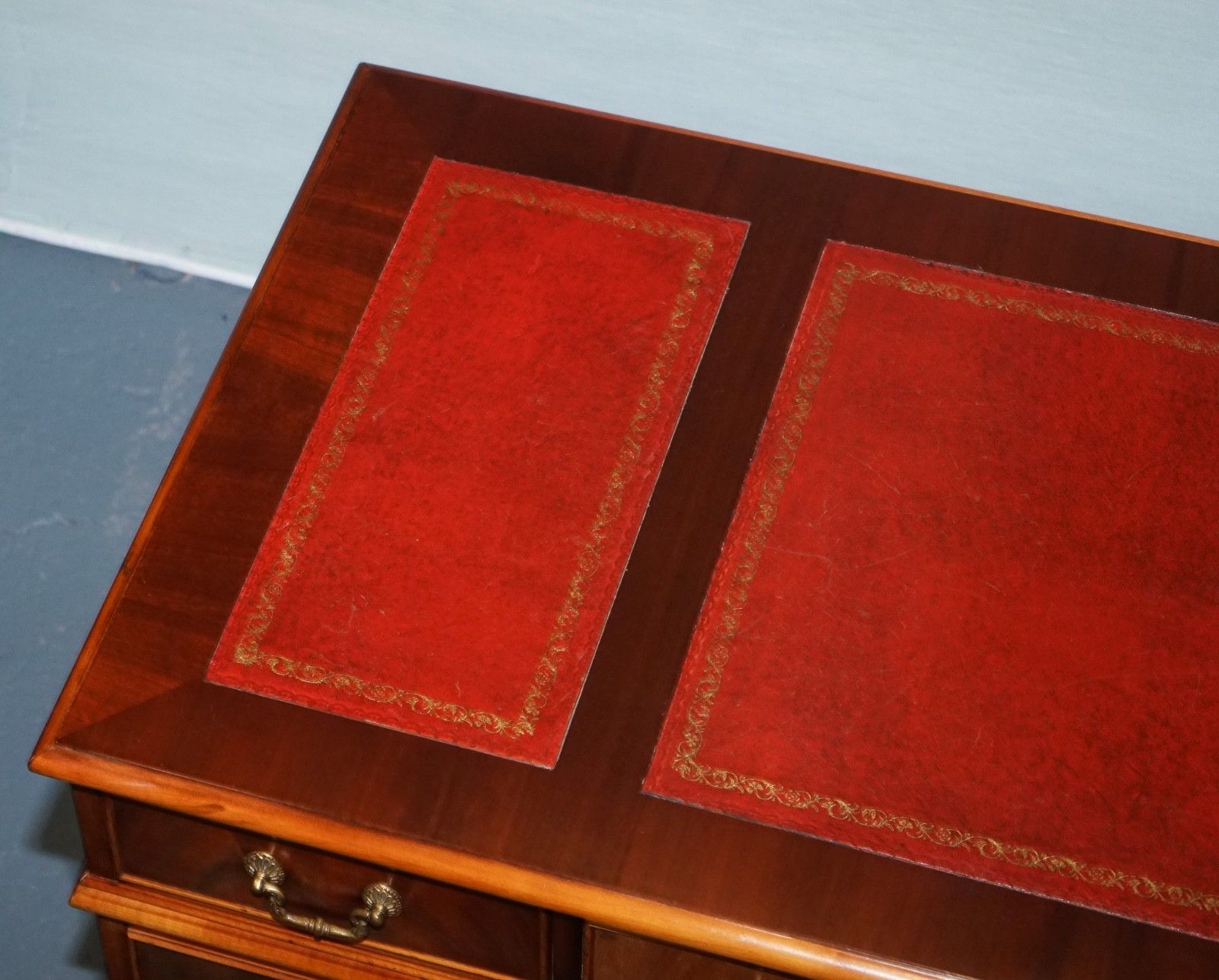 photo for sale Maple Waring & Gillow Twin Pedestal Desk With Leather Top