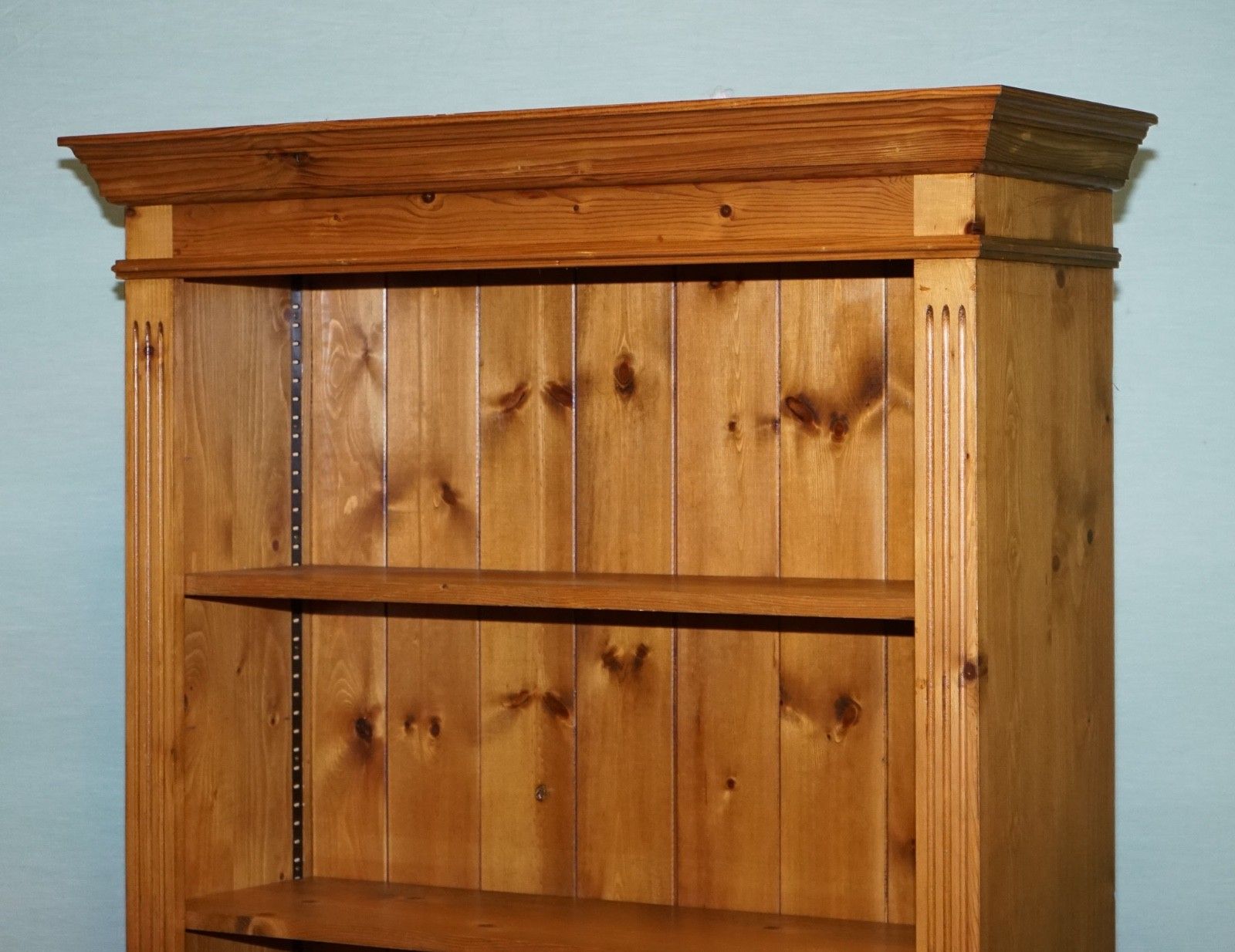 Vintage Pine Open Bookcase Display Cabinet With 5 Shelves photo Furniture