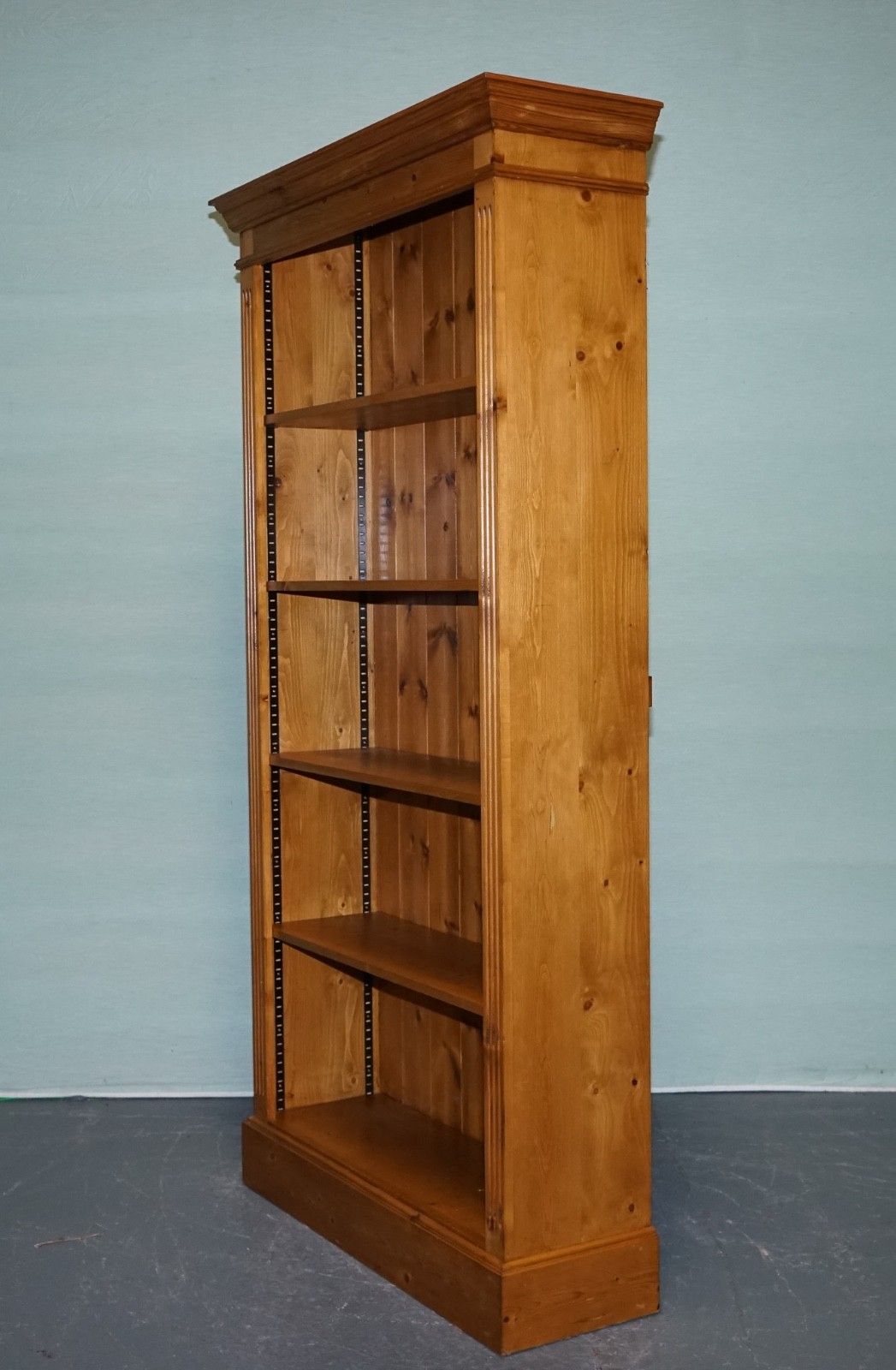 1250.0 Vintage Pine Open Bookcase Display Cabinet With 5 Shelves photo