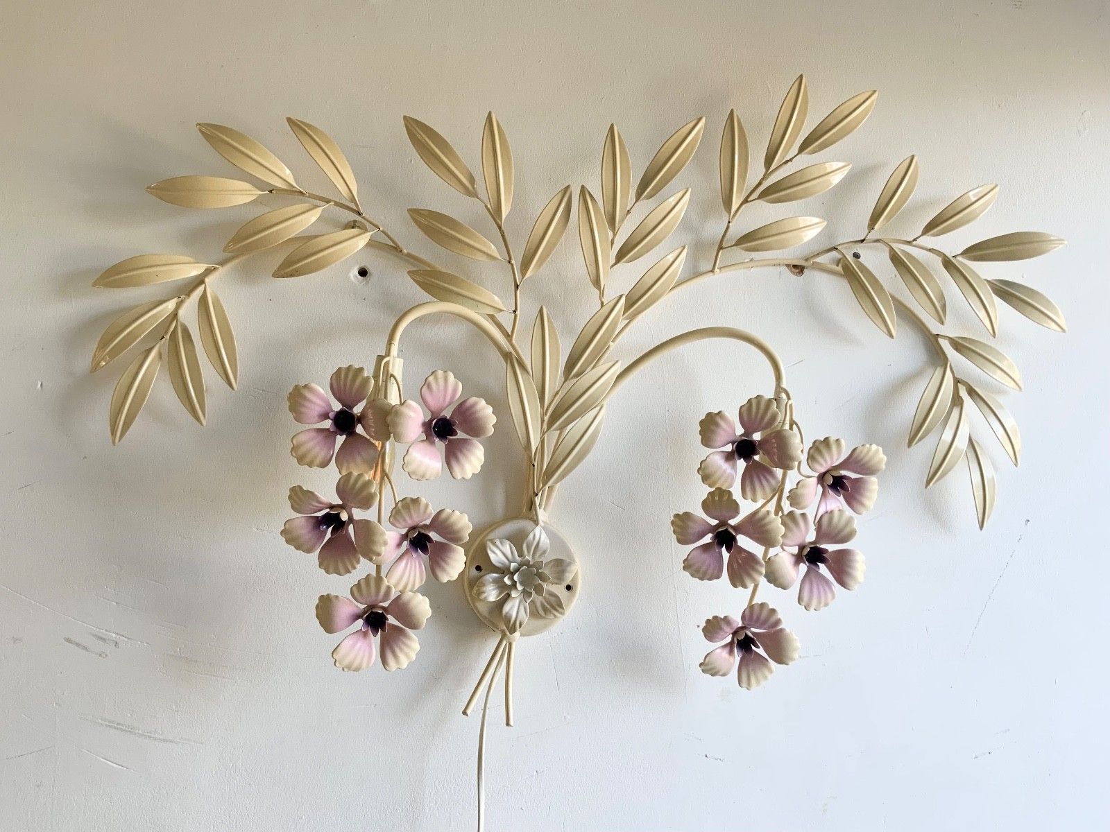 Vintage Metal  Wall Light  Sconce Floral 1970s, By Ledungs