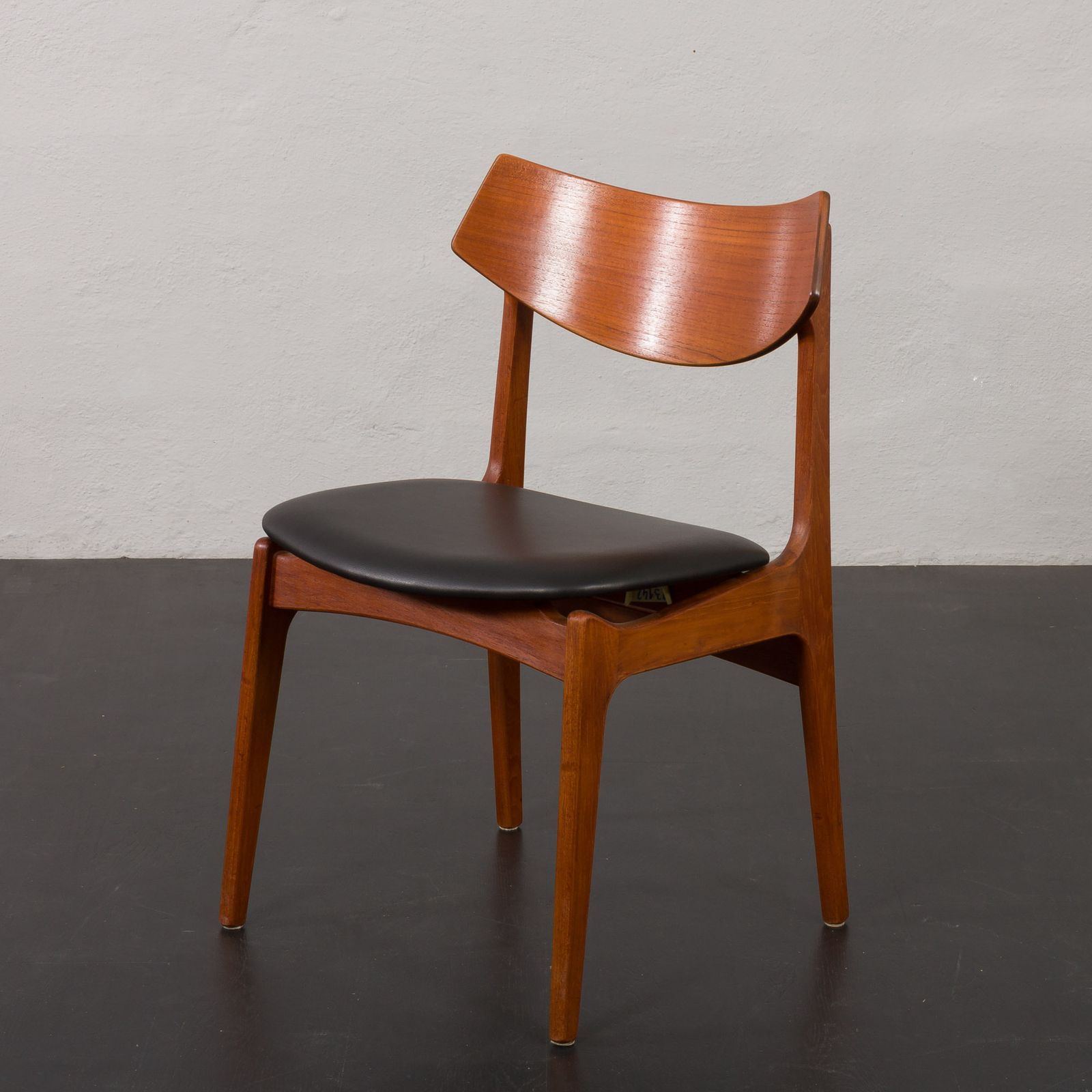 Teak Mid Century Chair By Funder Schmidt & Madsen In Black Aniline Leather, Denmark 1960s photo Furniture