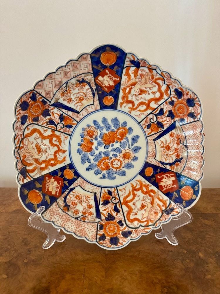 Unusual Shaped Quality Antique Japanese Imari Plate photo for sale