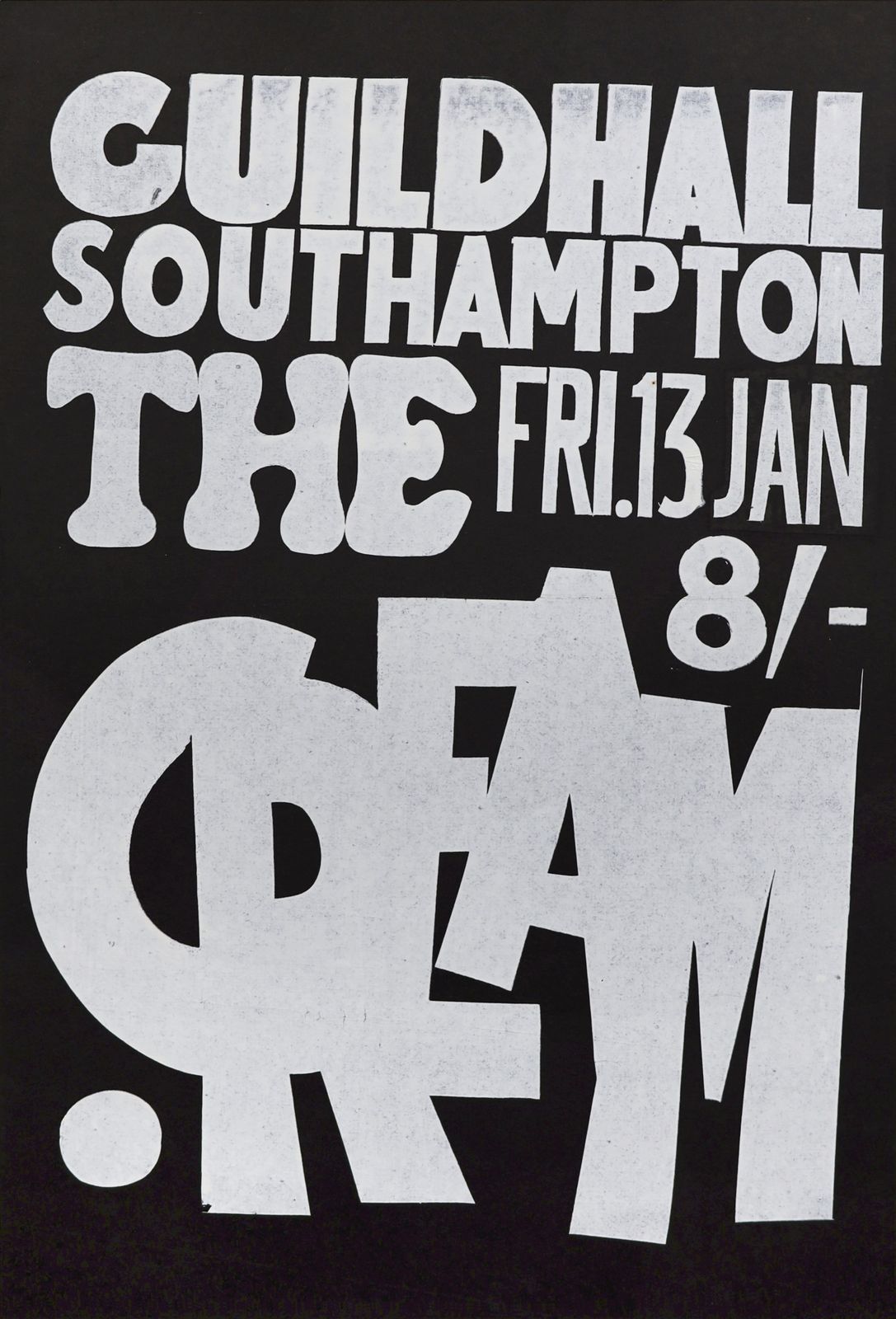 Cream Original Vintage Uk Concert Poster, Guildhall, Southampton, 1967