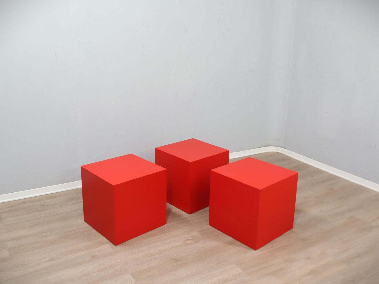 1960s Italian Fiberglass Cube Stools / Side Tables, Set Of 3 photo Furniture