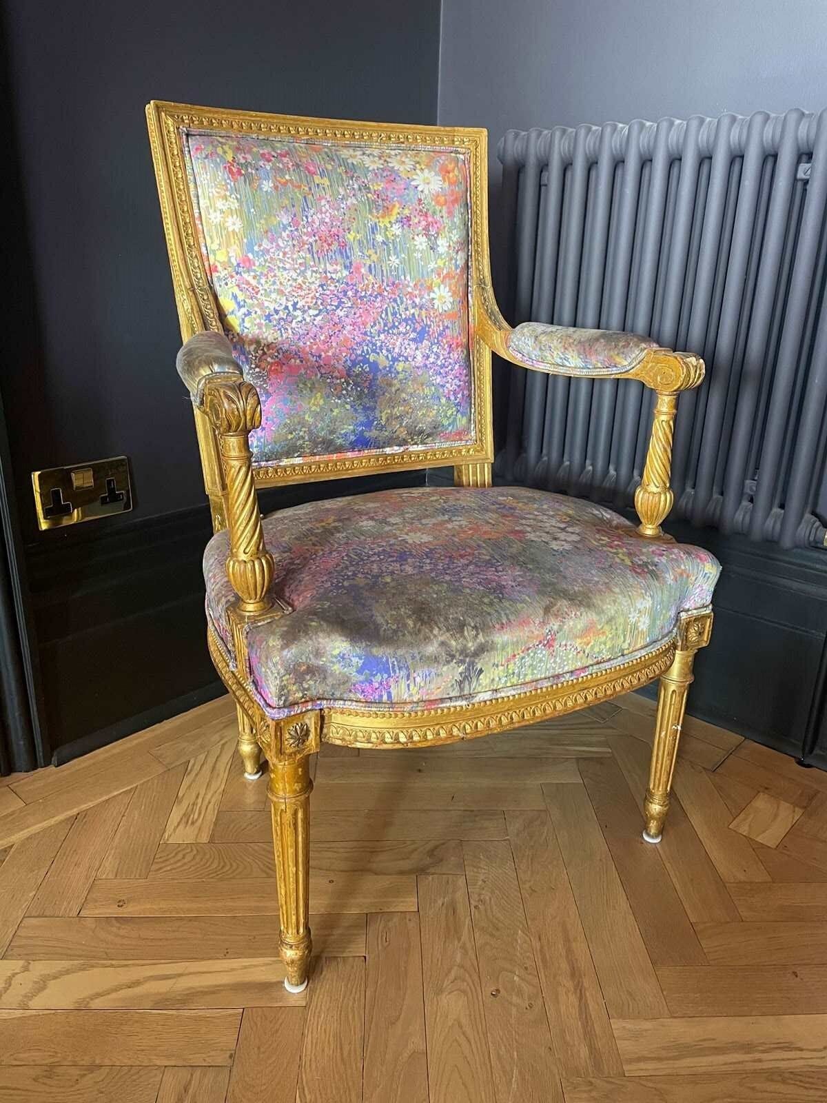 French Antique Giltwood Salon Chair photo vinterior