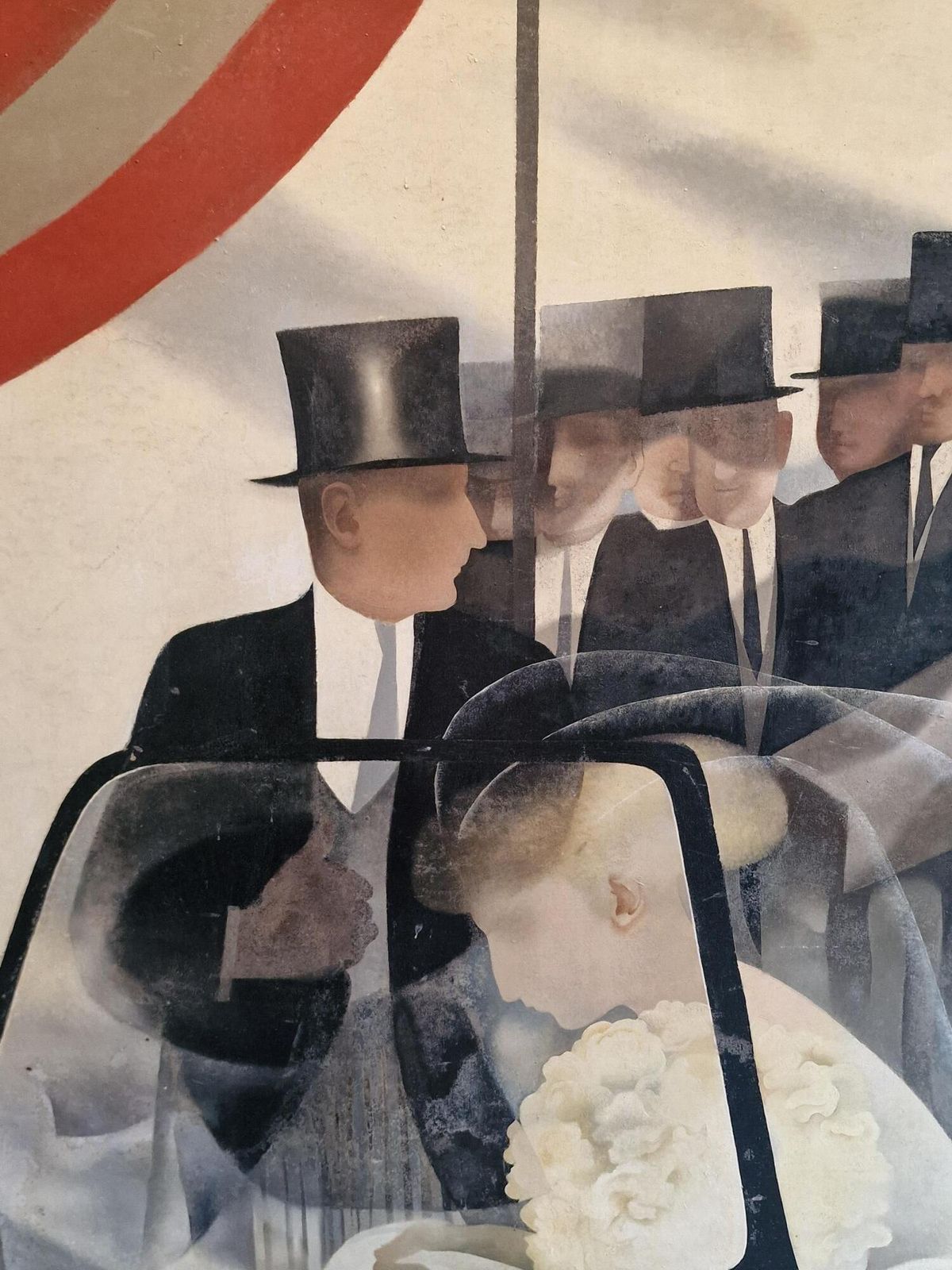Julia Heseltine, Magnificent Huge Statement Original Oil Painting, Exhibited At The Royal Academy, The Bride And The Mourners 1980. photo 875.0