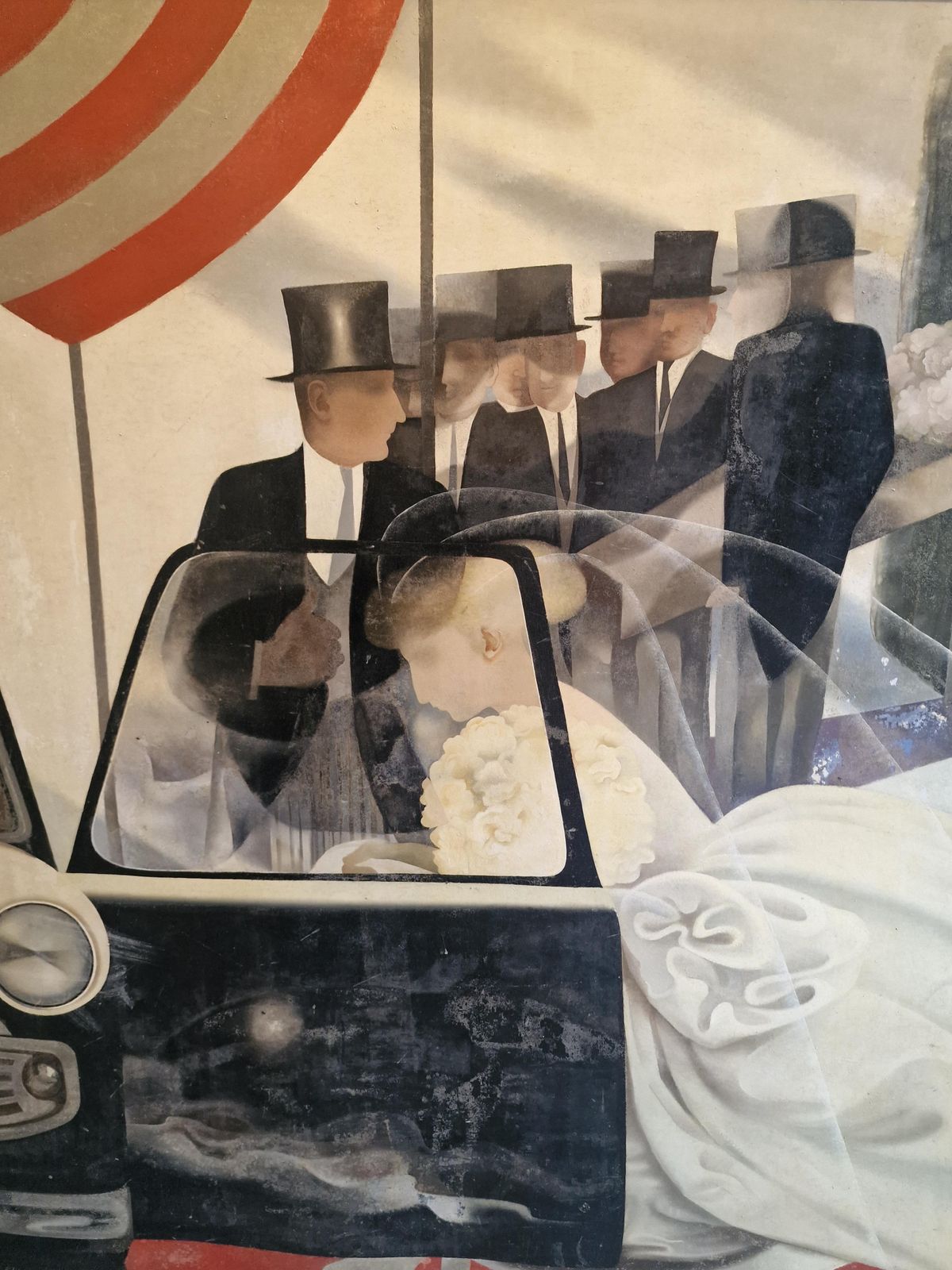 Julia Heseltine, Magnificent Huge Statement Original Oil Painting, Exhibited At The Royal Academy, The Bride And The Mourners 1980. photo vintage
