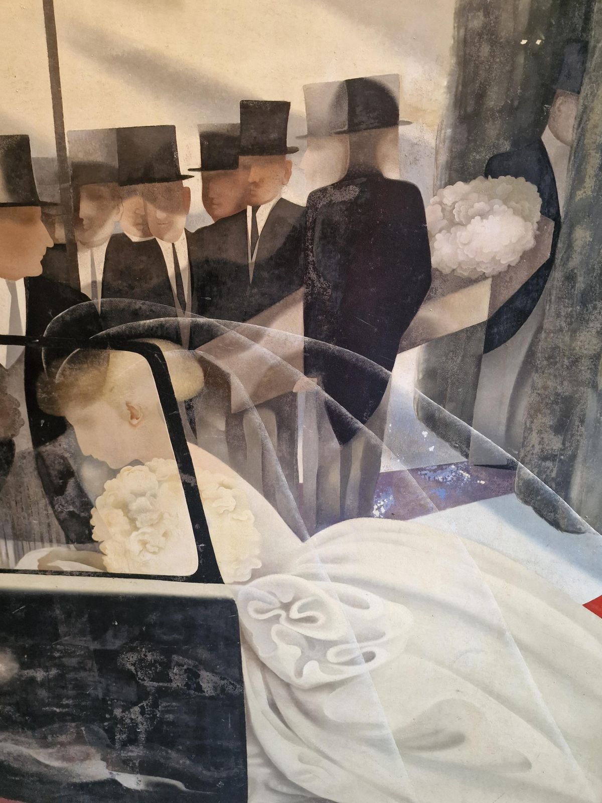photo buy Julia Heseltine, Magnificent Huge Statement Original Oil Painting, Exhibited At The Royal Academy, The Bride And The Mourners 1980.