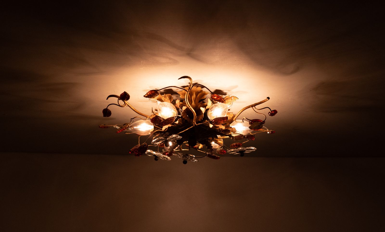 Wonderful Gilded Florentine Flush Mount Light By Banci Firenze 1970s Italy photo furniture