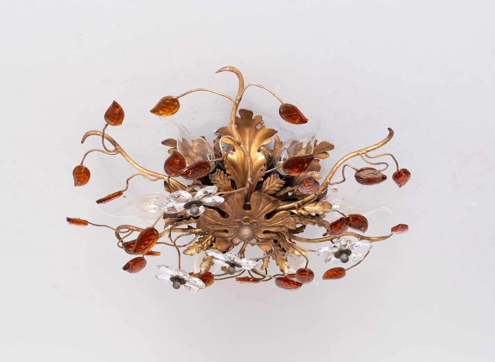photo furniture Wonderful Gilded Florentine Flush Mount Light By Banci Firenze 1970s Italy