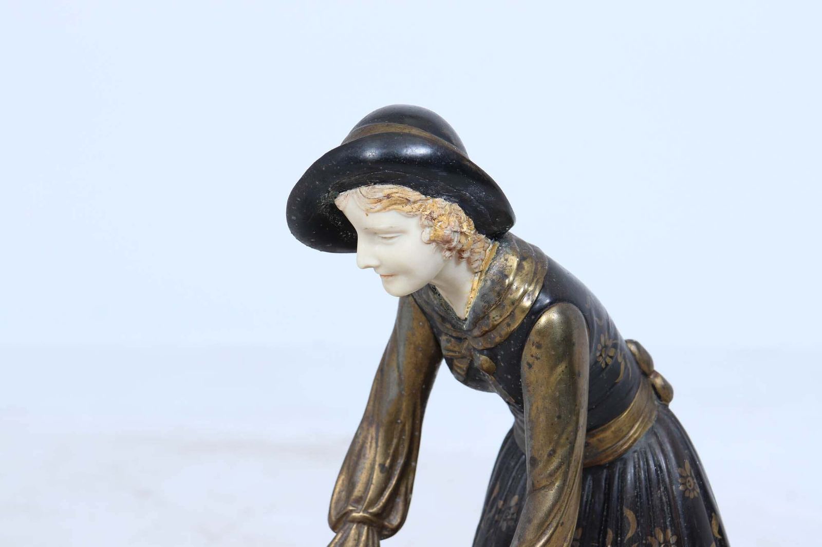 Art Deco Sculpture With Marble Base– Woman With Pheasant photo Art