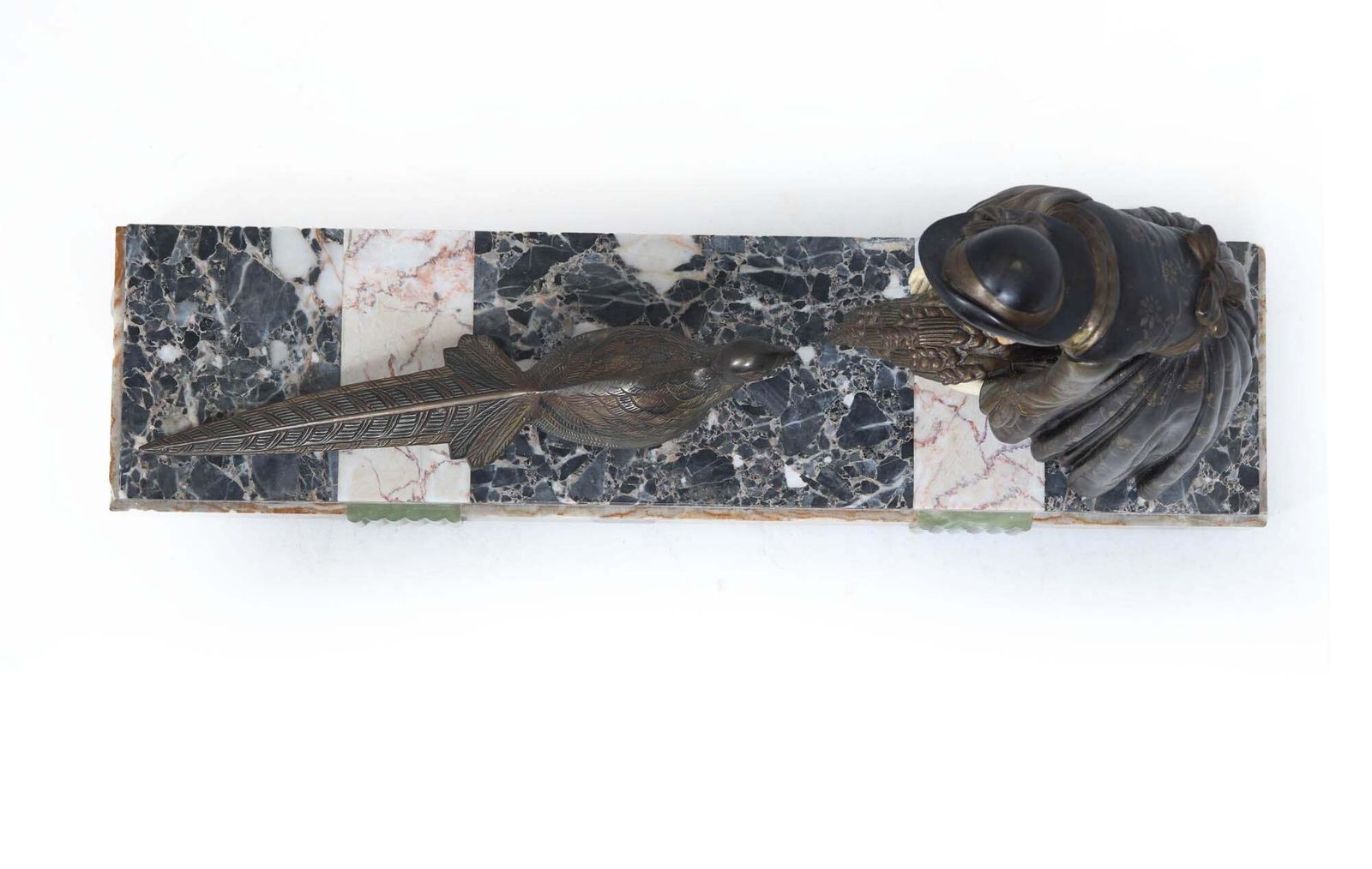 Art Deco Sculpture With Marble Base– Woman With Pheasant photo buy