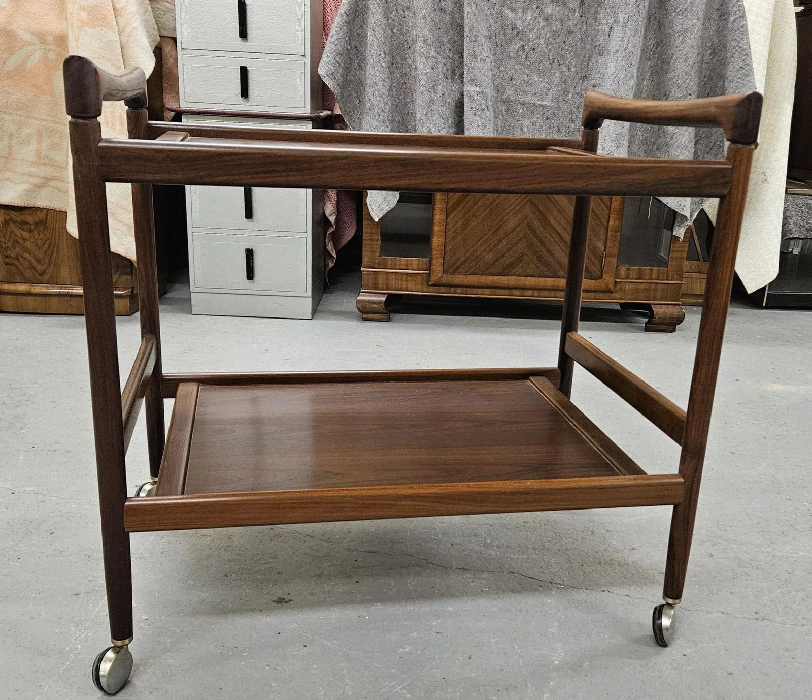 Dyrlund Rosewood Cocktail Trolley Bar Cart photo furniture