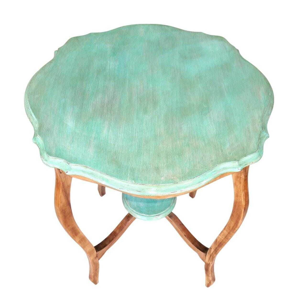 Edwardian Chateau Chic Occasional Table, Stunning Mahogany Antique Elegantly Distressed Turquoise Two Tone Side Table, Shabby Chic Furniture photo 225.0