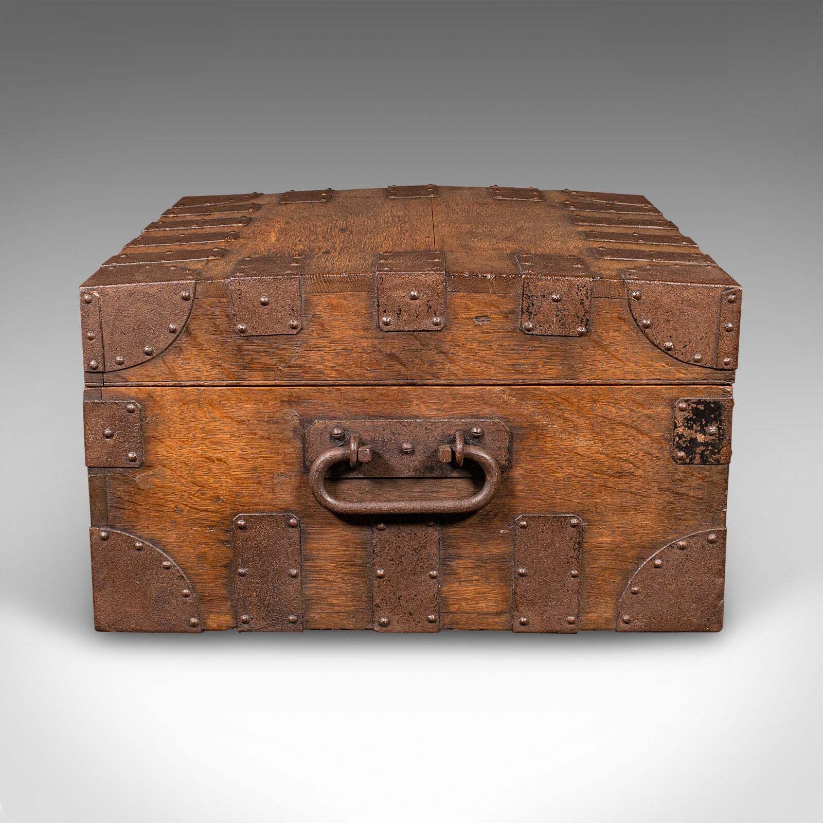 Antique Silver Chest, English Oak, Steel Bound, Steamer Trunk, Victorian, C.1900 photo vinterior
