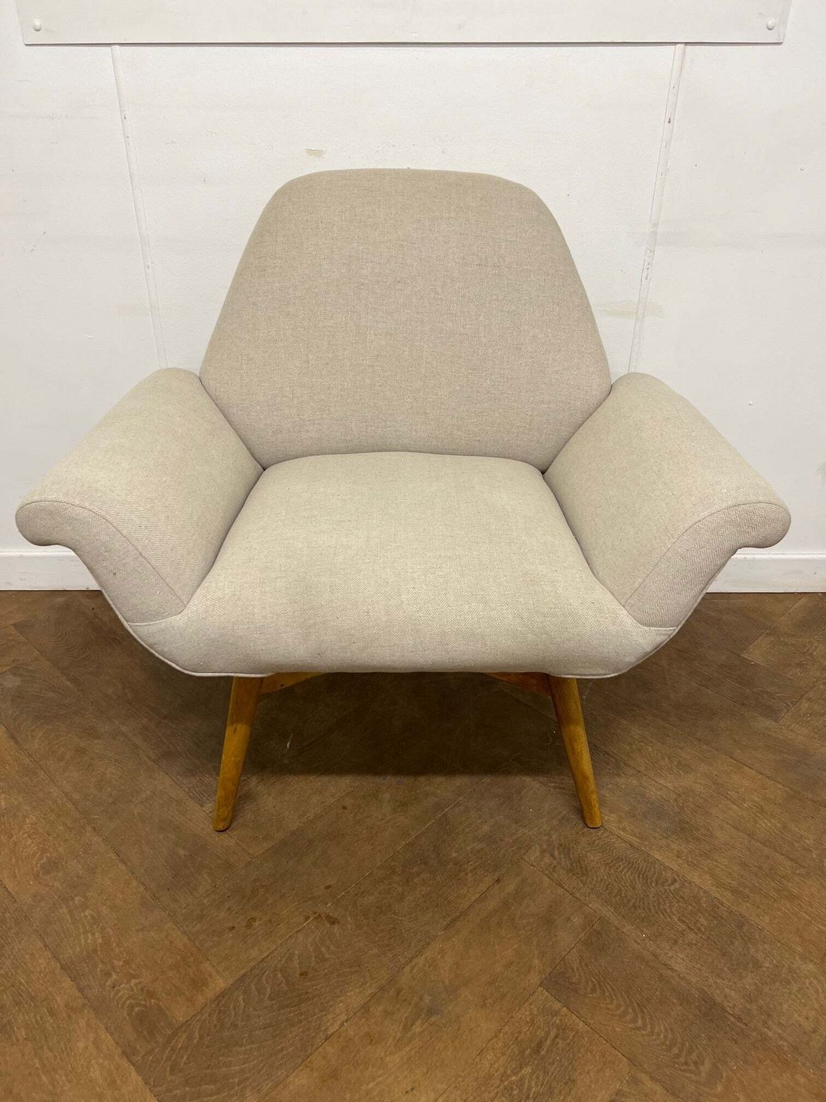 Carnaby Arm Chair In Oatmeal Herringbone By Swoon Editions "Retro To Go" photo furniture