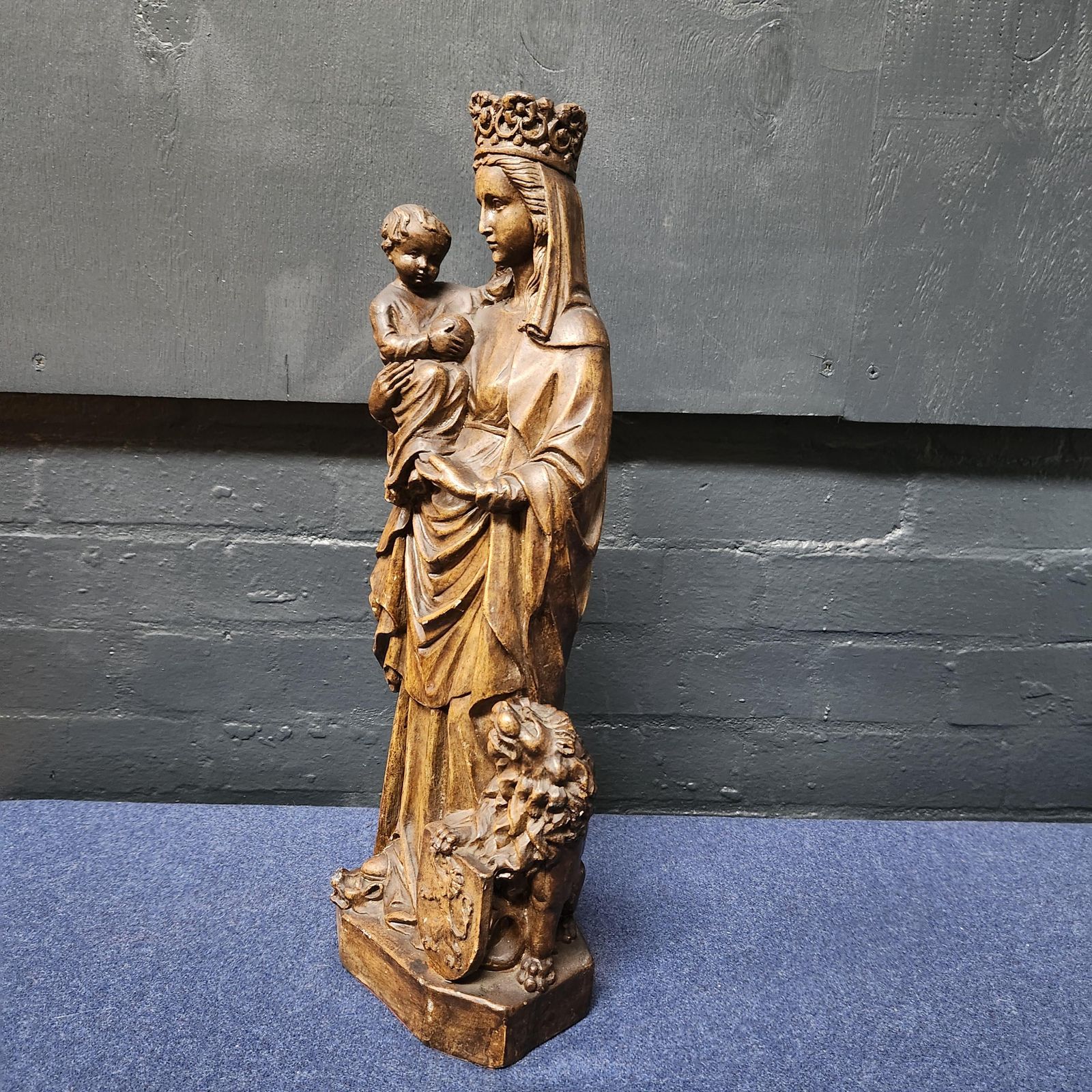 Our Lady Of Flanders Plaster Statue, French photo furniture