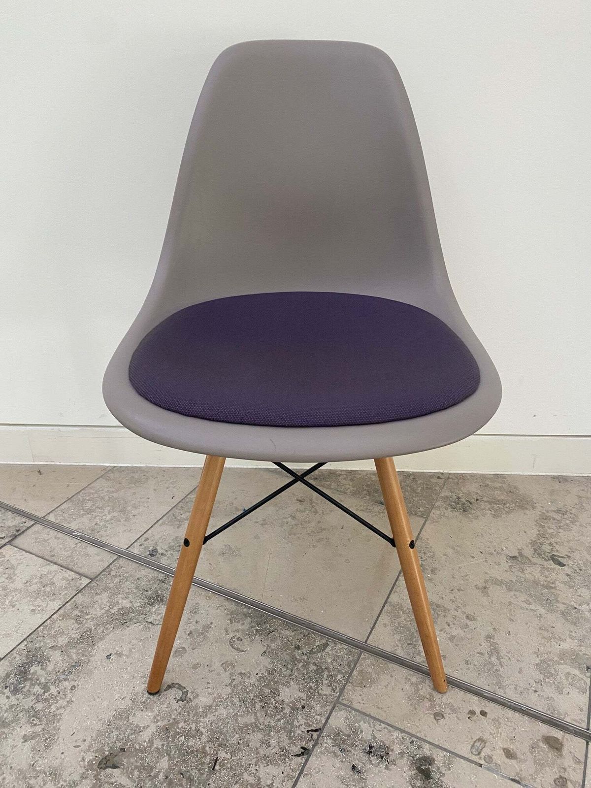 Used Original Vitra Dsw Chair With Lilac Fabric Seat