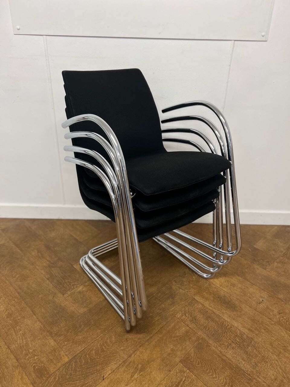 Used Kusch & Co Ona Plaza 8500 Chair In Black Cloth Set Of 4 photo vintage