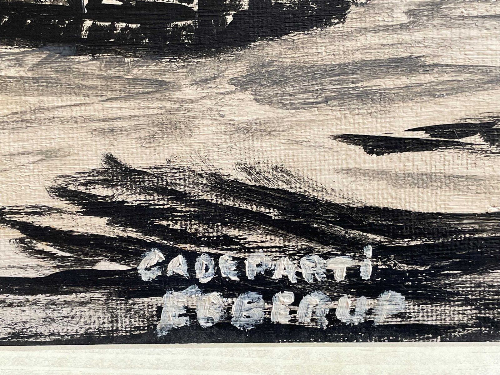 Antique Danish Black And White Oil On Plate Painting With Motive Of City Street In Ebberup, Denmark photo Art