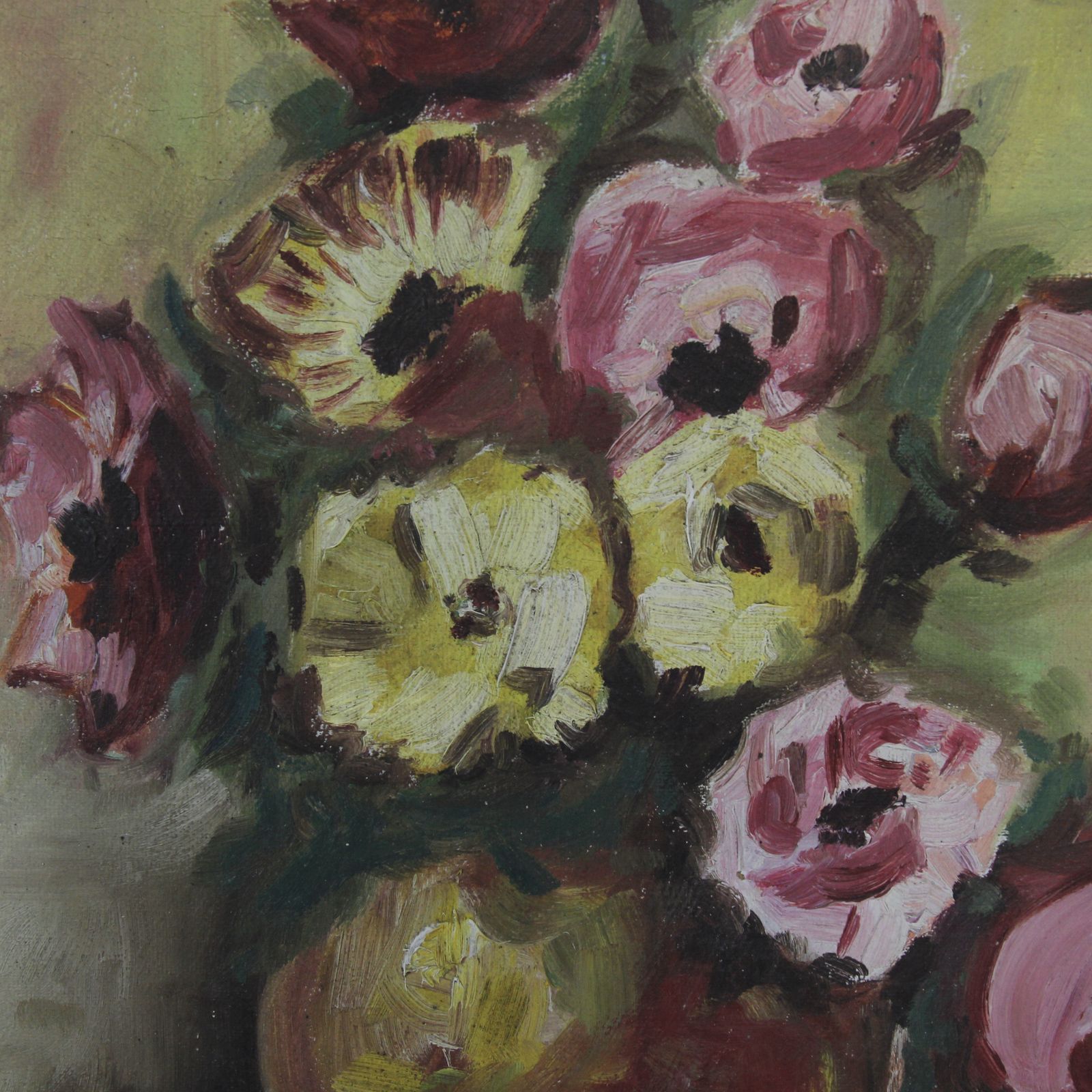 Large Mid Century French Floral Still Life, Oil On Canvas photo vinterior