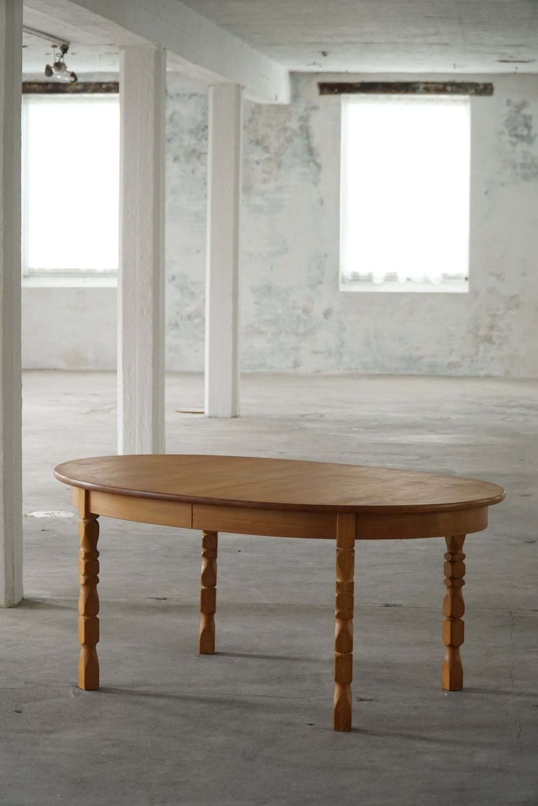 Mid Century Oval Oak Dining Table With Three Extensions, Danish Modern, 1960s