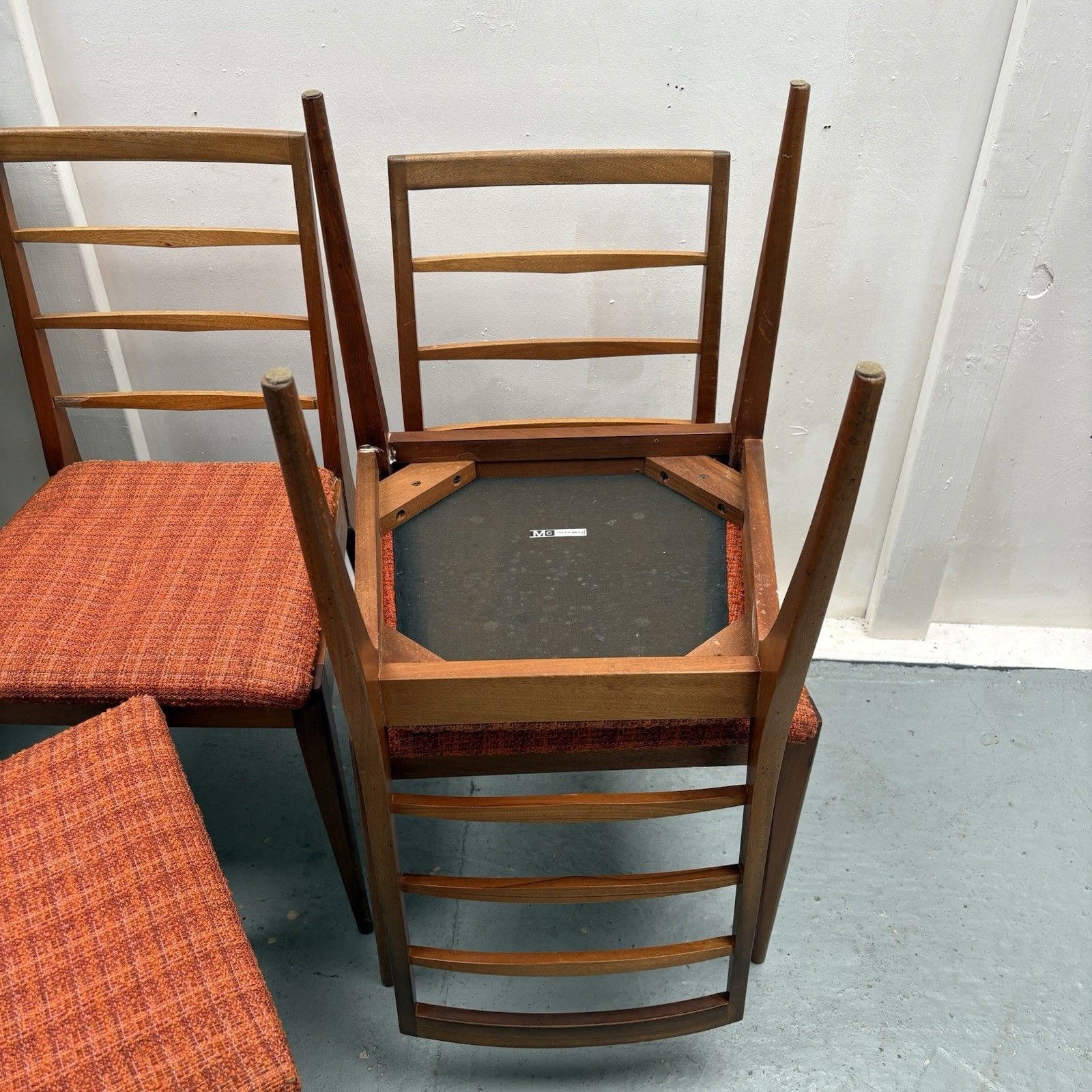 680.0 4 Mid Century Upholstered Teak Dining Chairs From McIntosh, 1960s, Model No 9073 photo