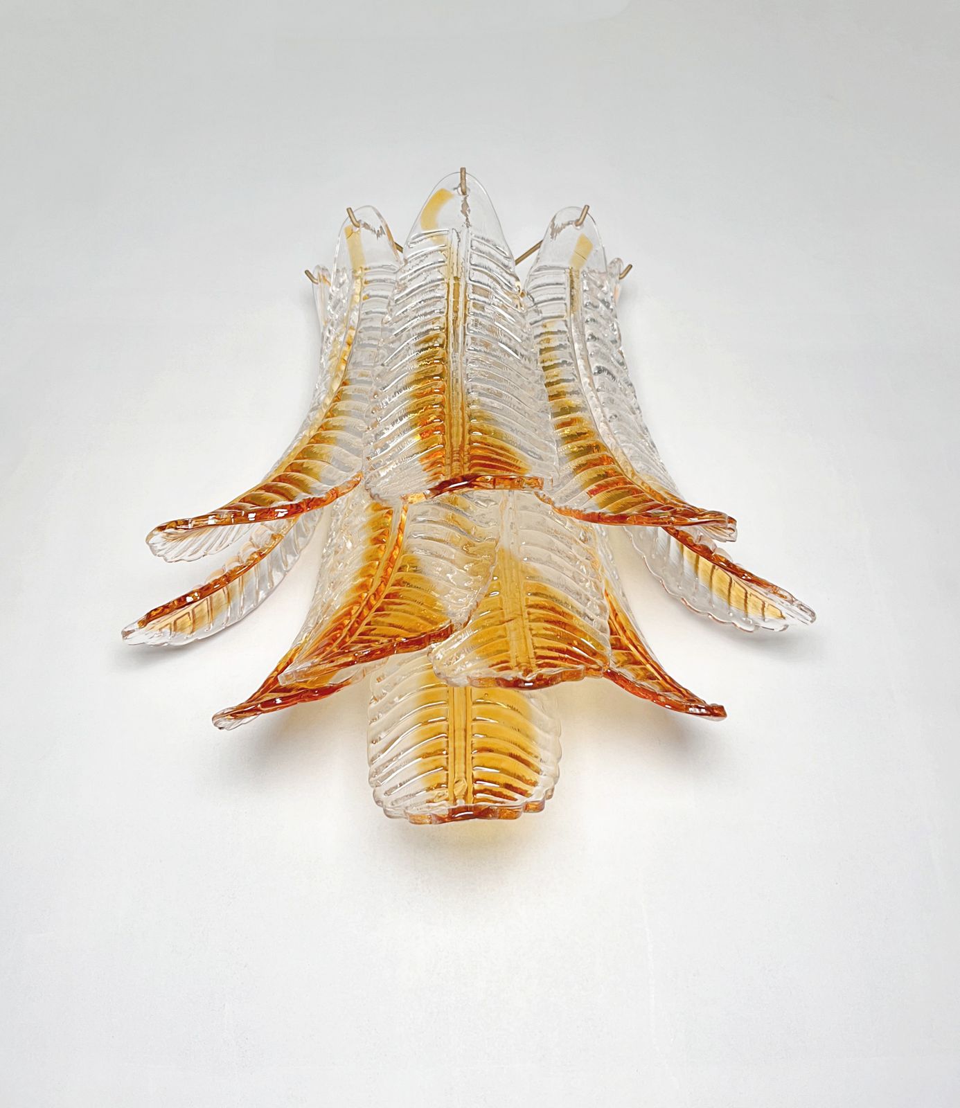 Italian Murano Amber Stain Felci Glass Wall Sconces photo furniture