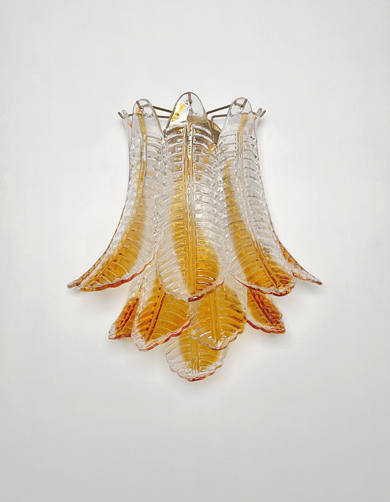 Italian Murano Amber Stain Felci Glass Wall Sconces