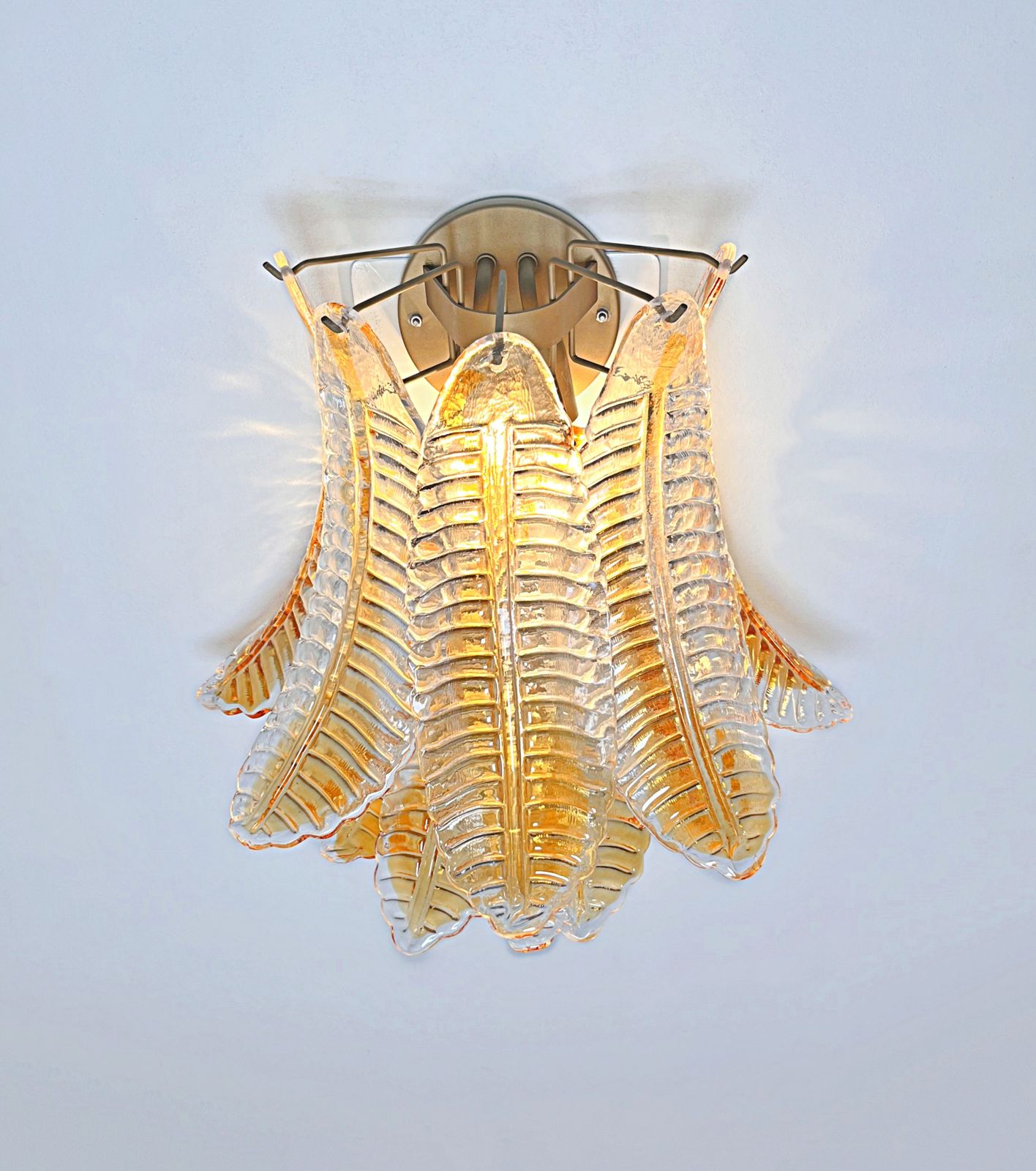 photo buy Italian Murano Amber Stain Felci Glass Wall Sconces
