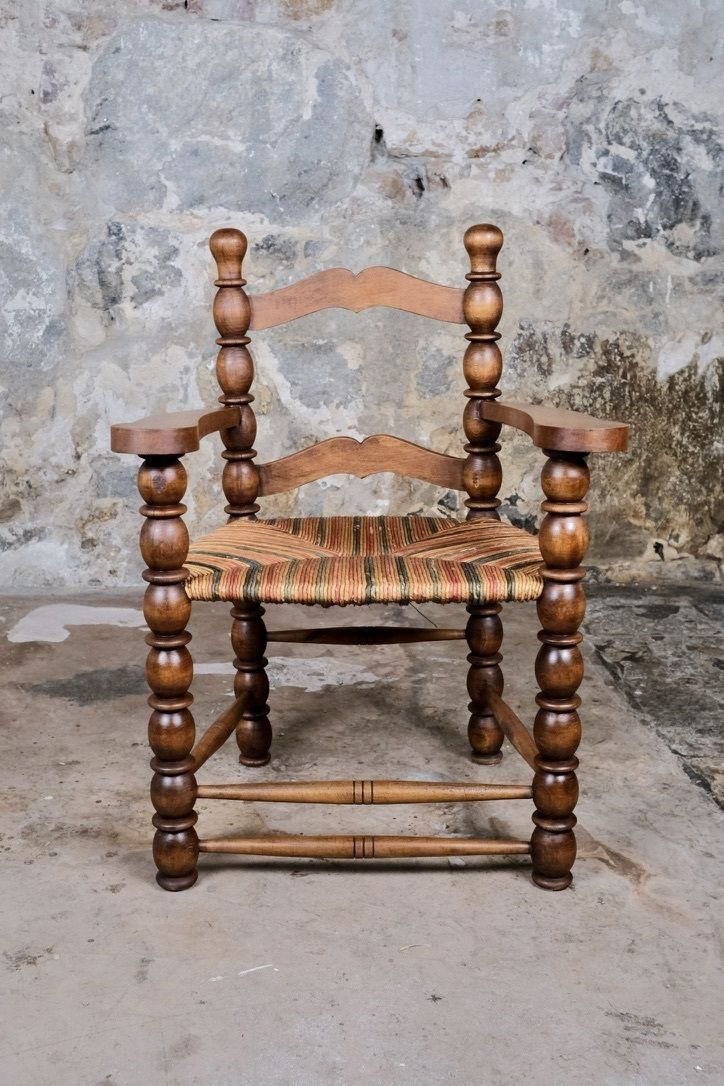 Pair Of Bobbin Armchairs In Turned Oak Wood, France, 1940s photo 1200.0