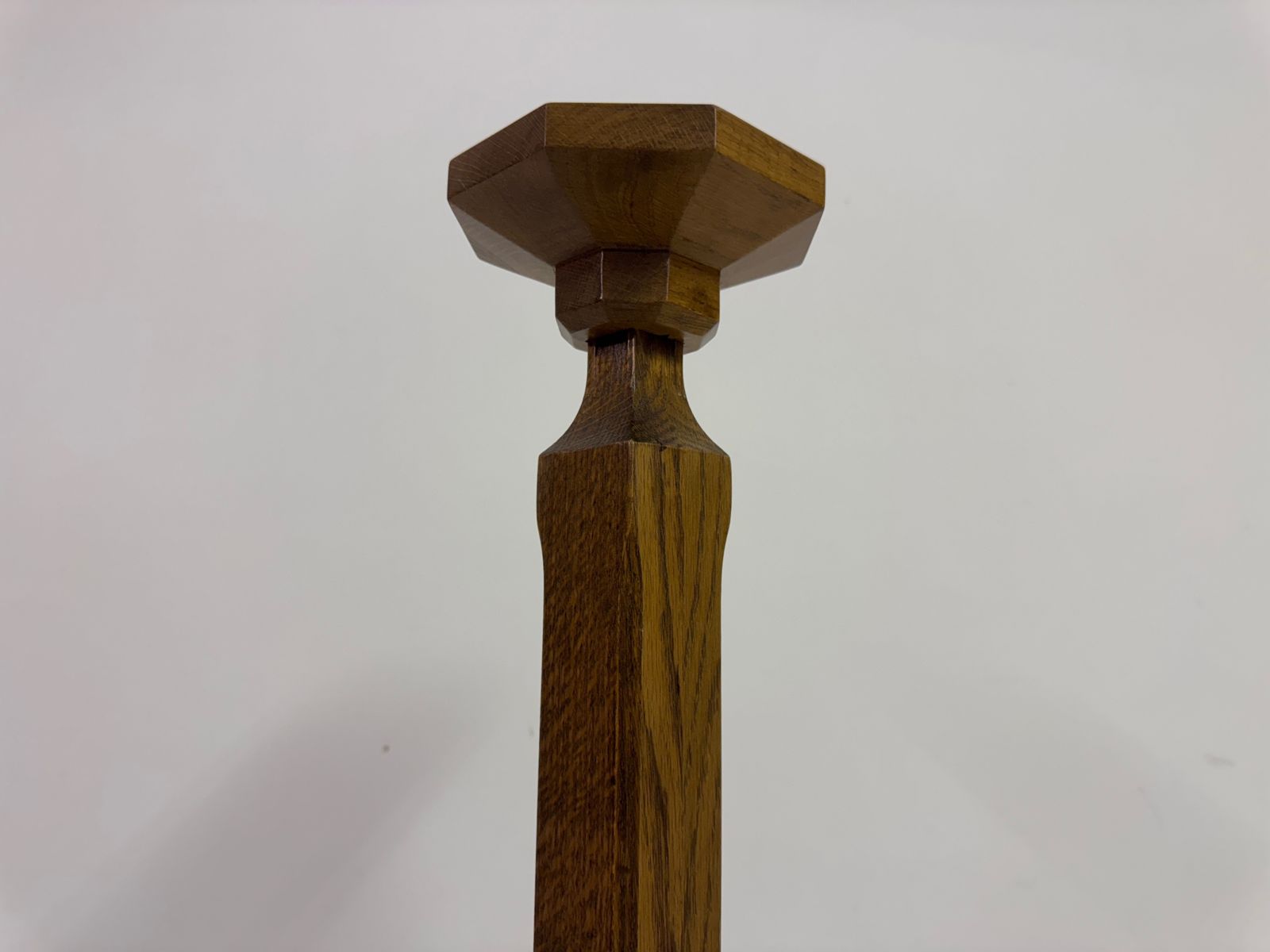 Carved Oak Floor Standing Pricket Candle Holder, Early 20th Century photo 395.0
