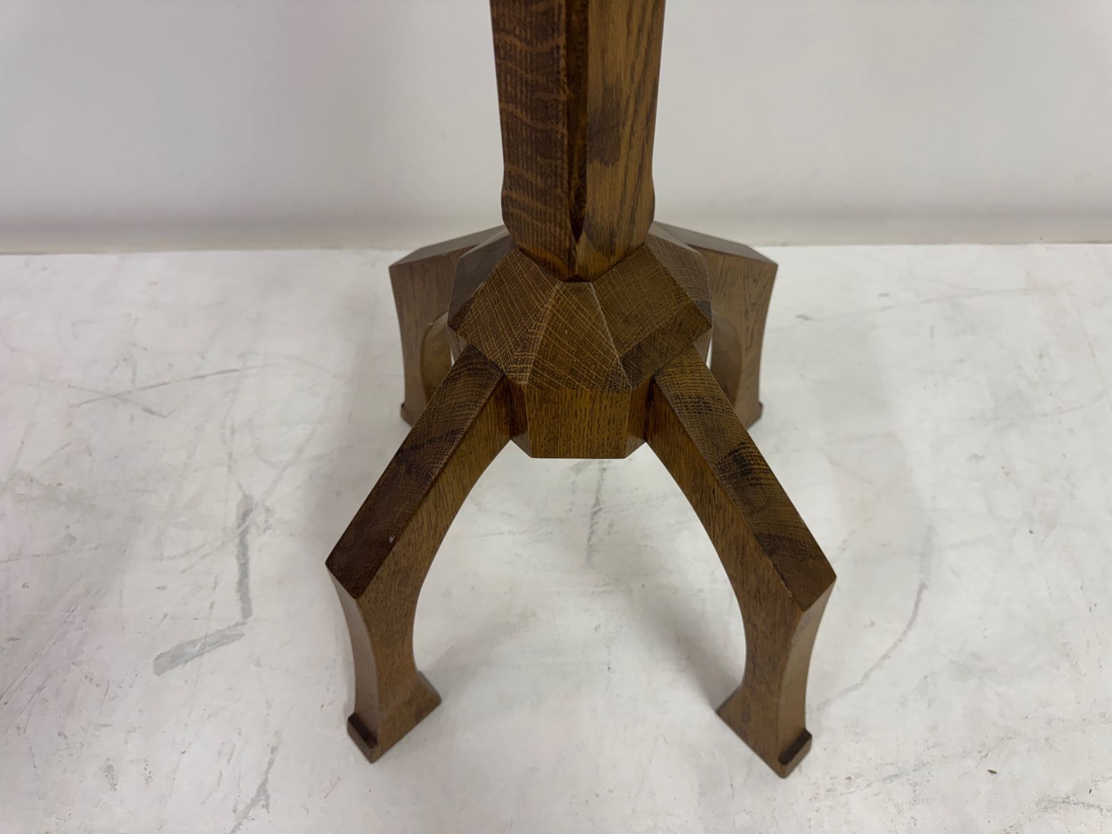 Carved Oak Floor Standing Pricket Candle Holder, Early 20th Century photo vintage