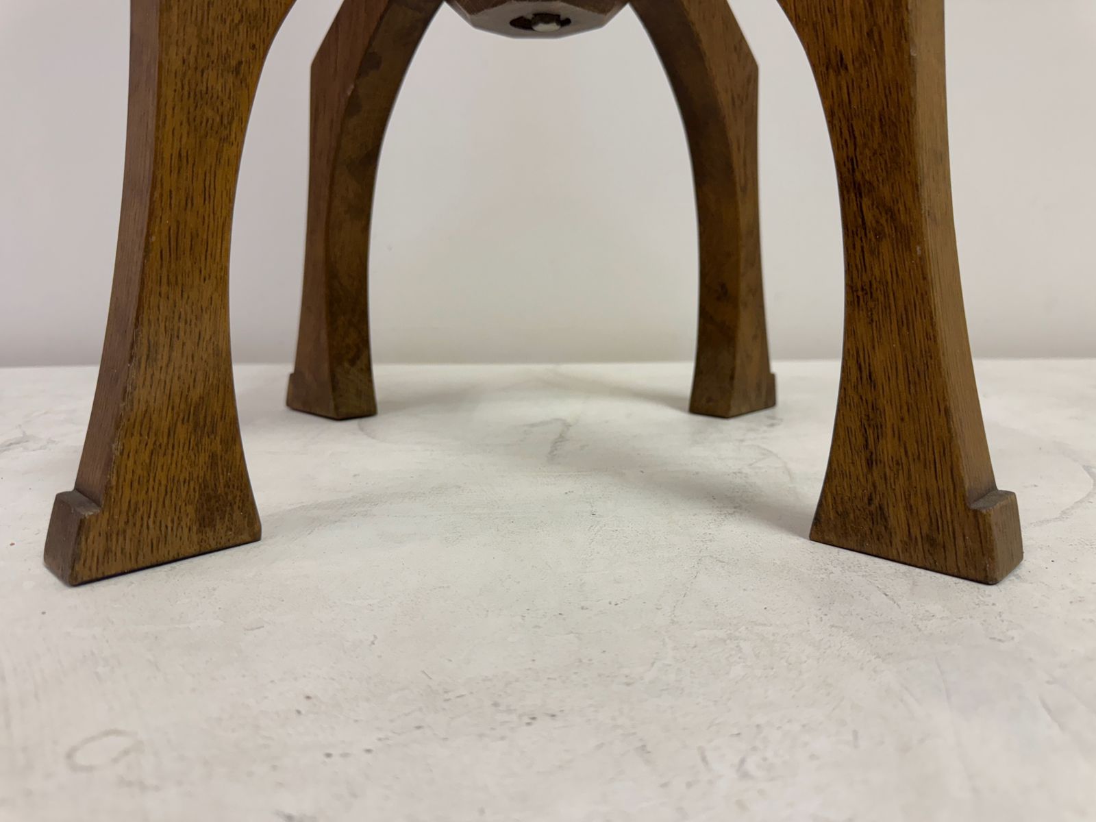 photo furniture Carved Oak Floor Standing Pricket Candle Holder, Early 20th Century