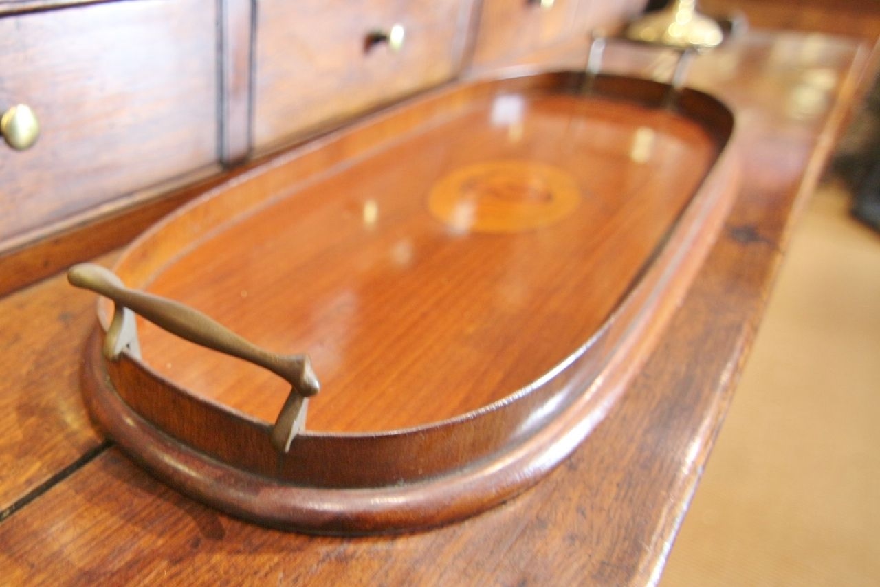 Late Georgian Inlaid Mahogany Tray photo Furniture