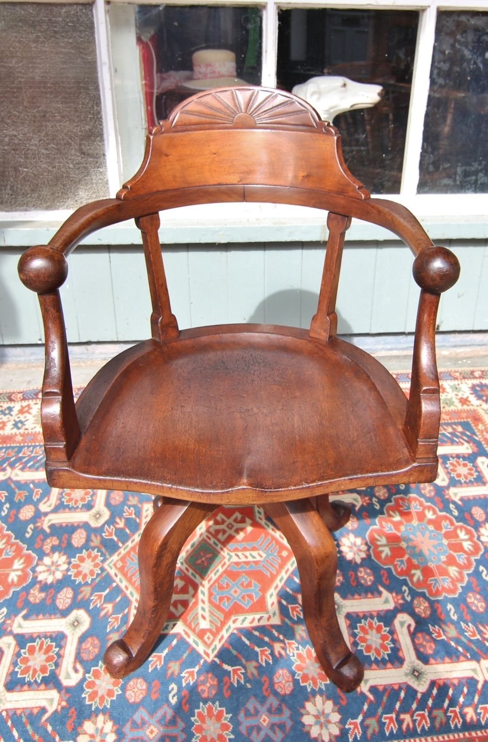 William Birch Arts & Craft Swivel Mahogany Office Chair photo vintage