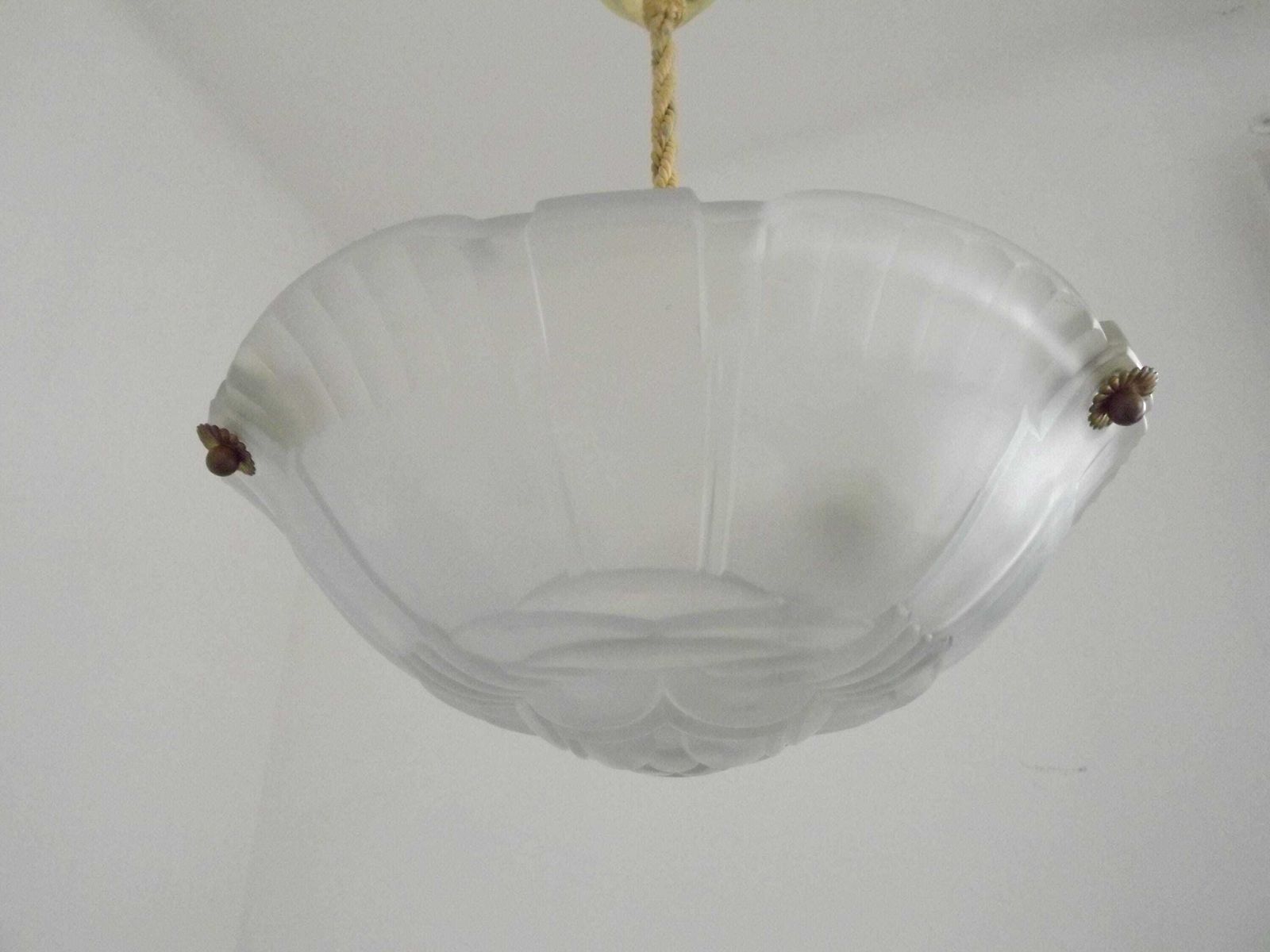 Art Deco Artistar France Vintage White Platformer Ceiling Light With Abstract Design. French Vintage Lighting. Art Deco Lighting. photo Lighting