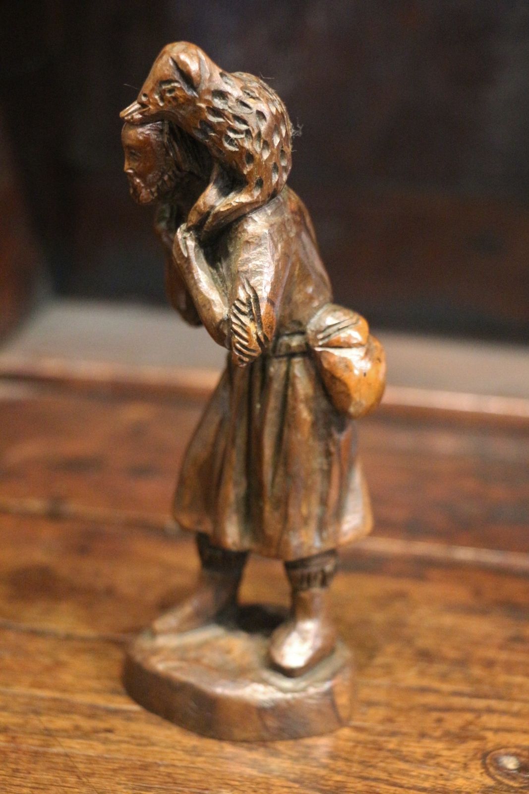 Charming 19th Century Wood Carving Of Shepherd photo 150.0