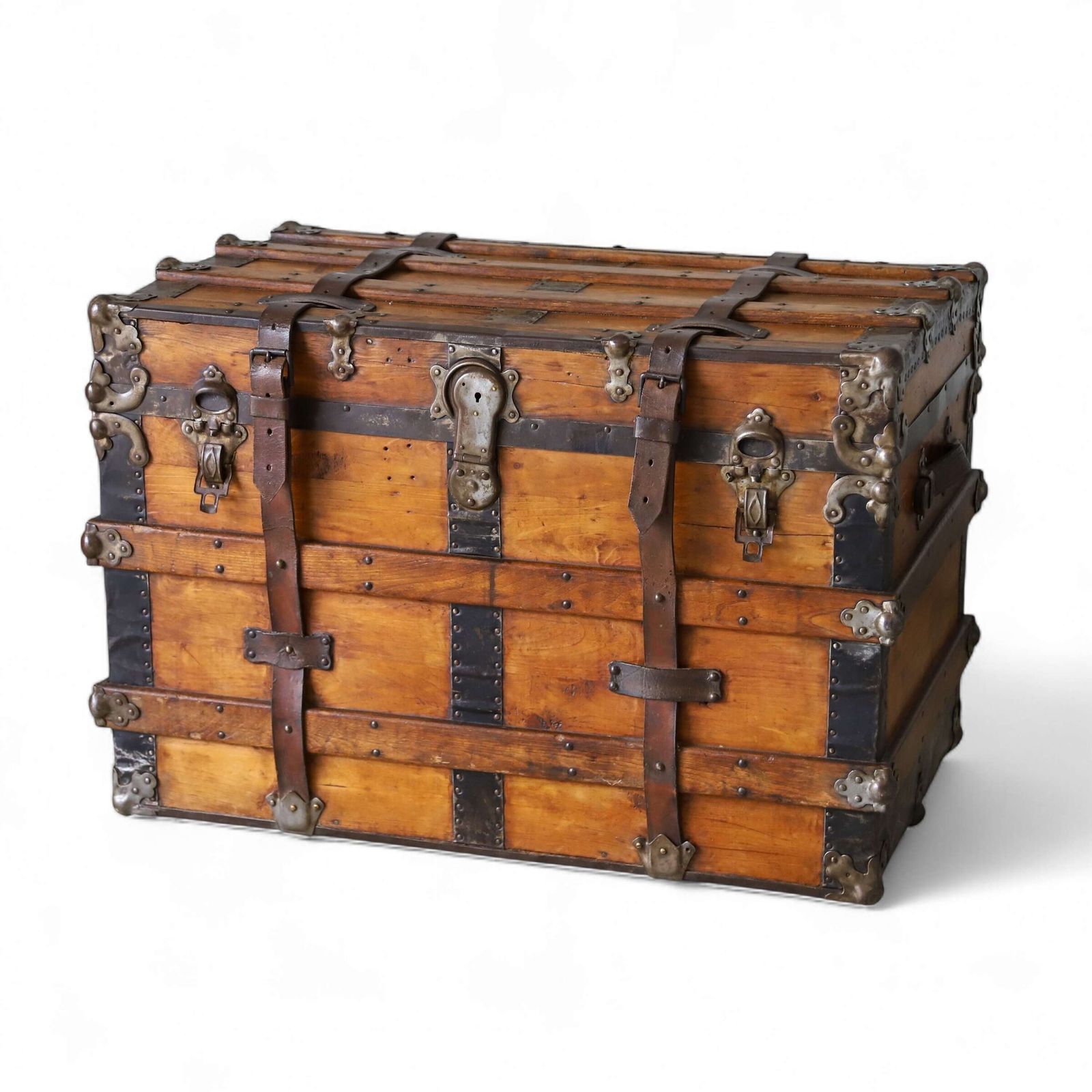 19th Century Victorian Period Pine Travelling Trunk Circa 1870