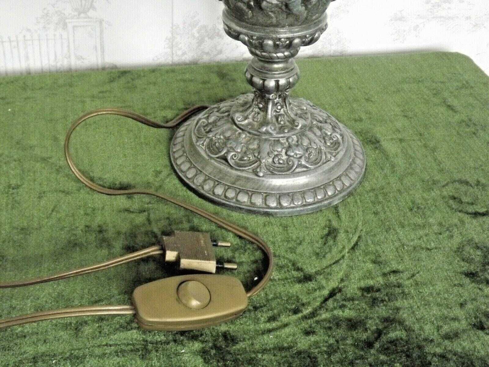 photo for sale Antique French Pewter Traditional Urn Shaped Lamp Base With Dancing Cherubs   Vintage French Lighting. Cherub Oil Lantern.Pewter Lamp Base