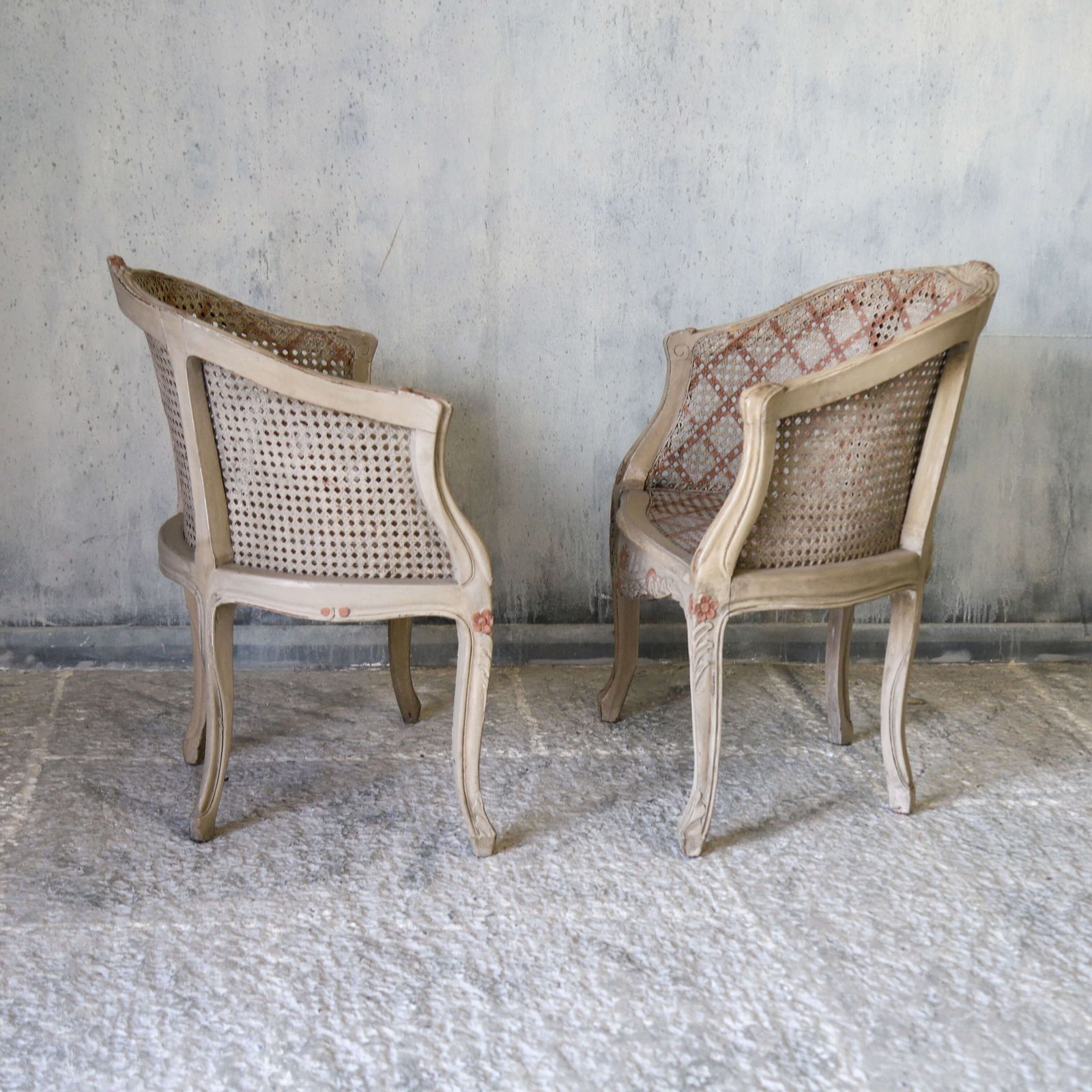 Pair Of 20th Century French Louis XV Style Painted Cane Armchairs Circa 1910 photo 2495.0