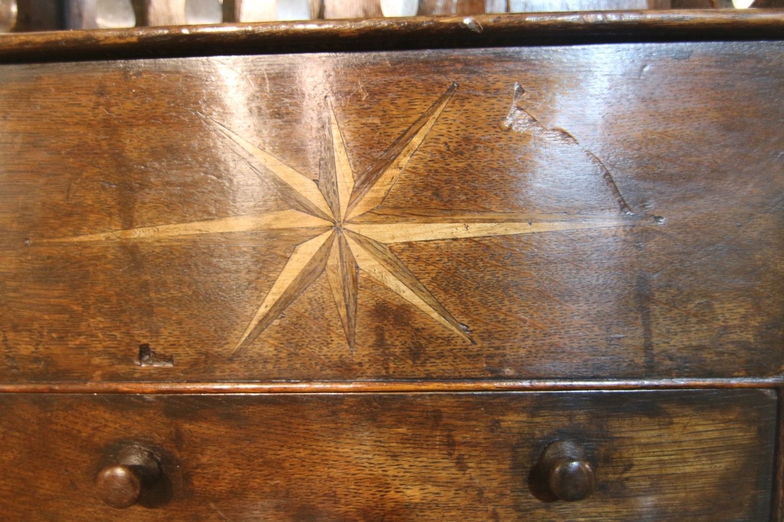 Georgian Inlaid Oak Spoonrack & Pewter Spoons photo furniture