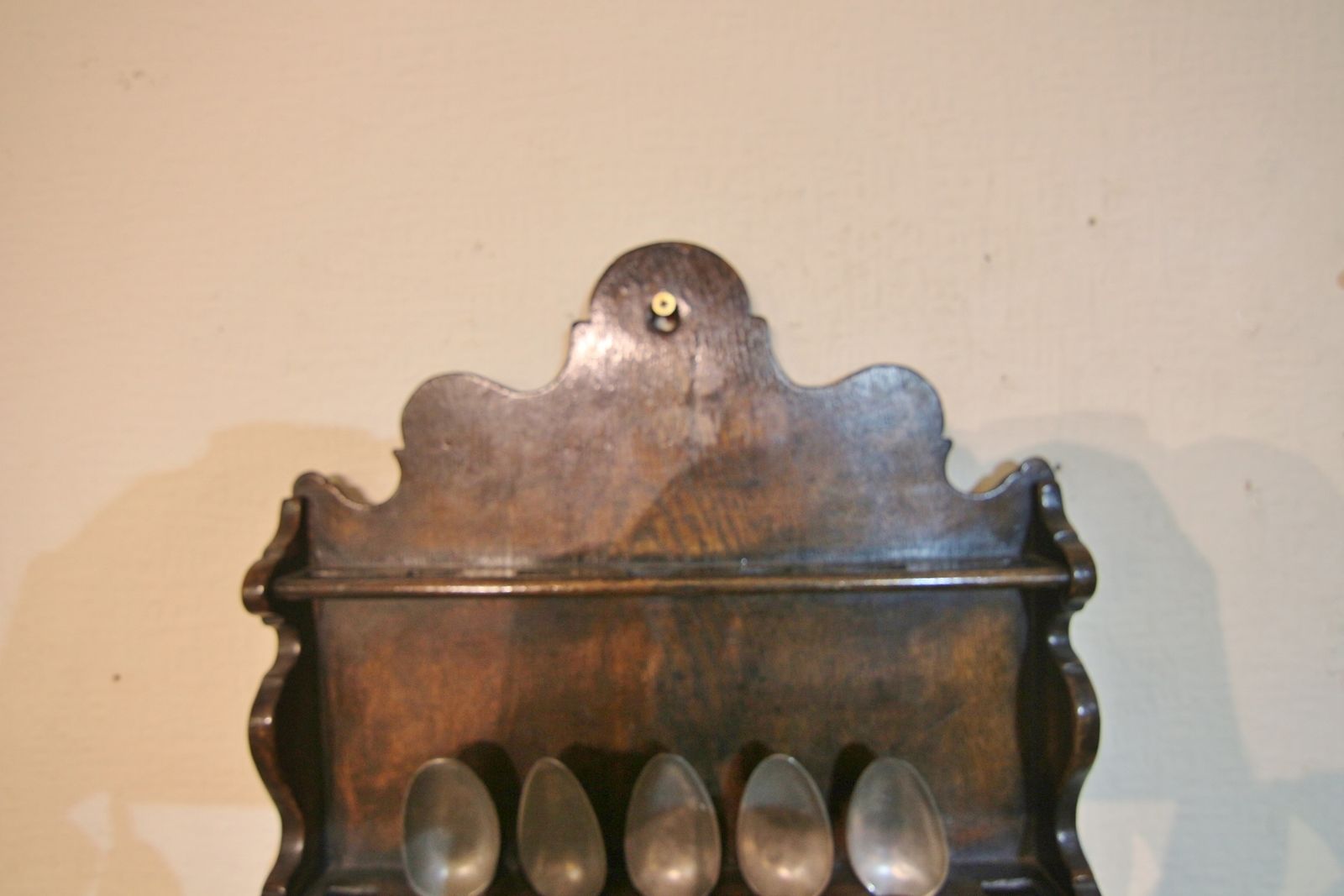 Georgian Inlaid Oak Spoonrack & Pewter Spoons photo 550.0