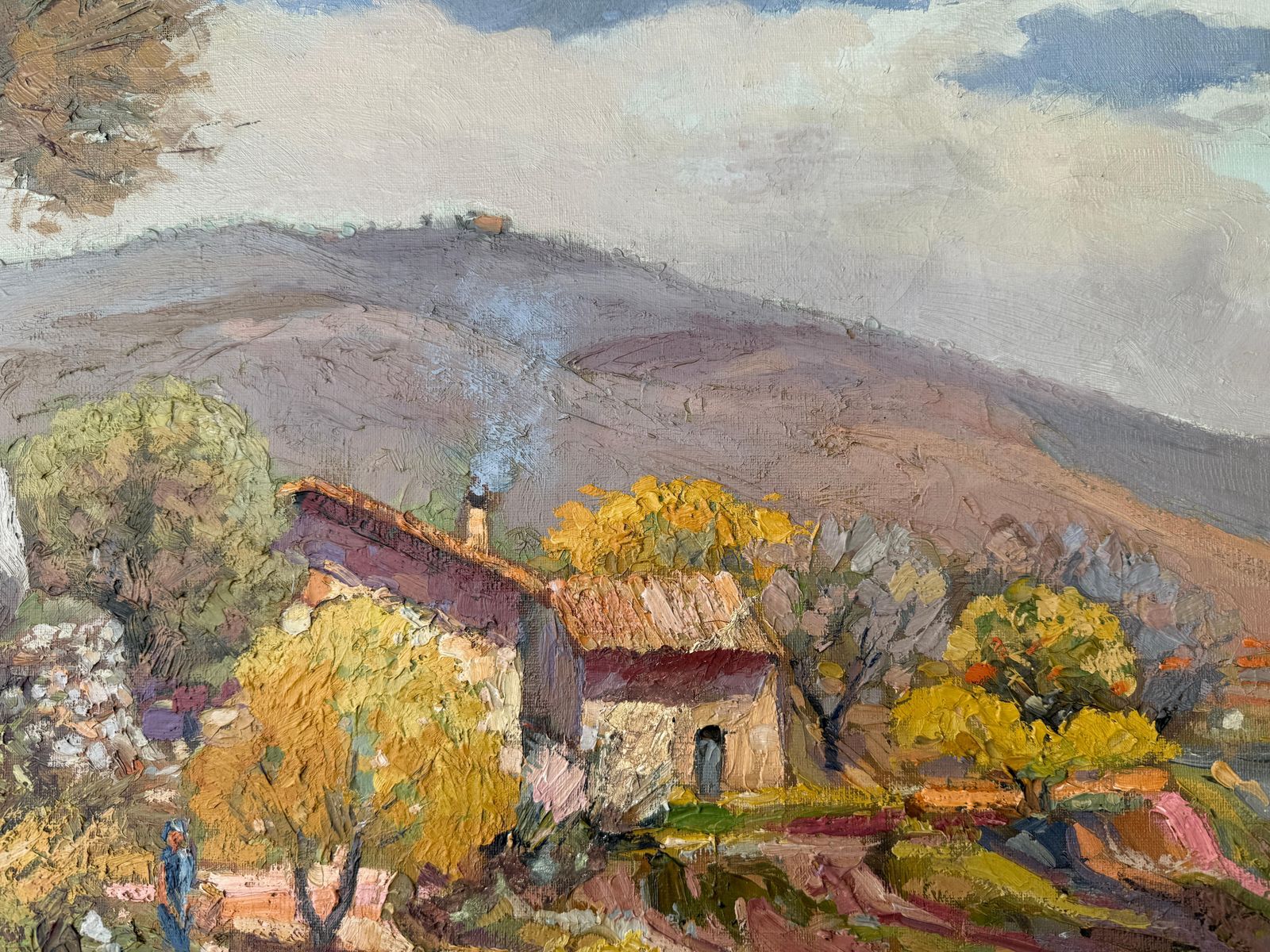 Vicente Rincon Garrido – Landschap Met Boerderij En Figuur – Olieverf Op Doek – Spanje, Ca. 1930 photo buy