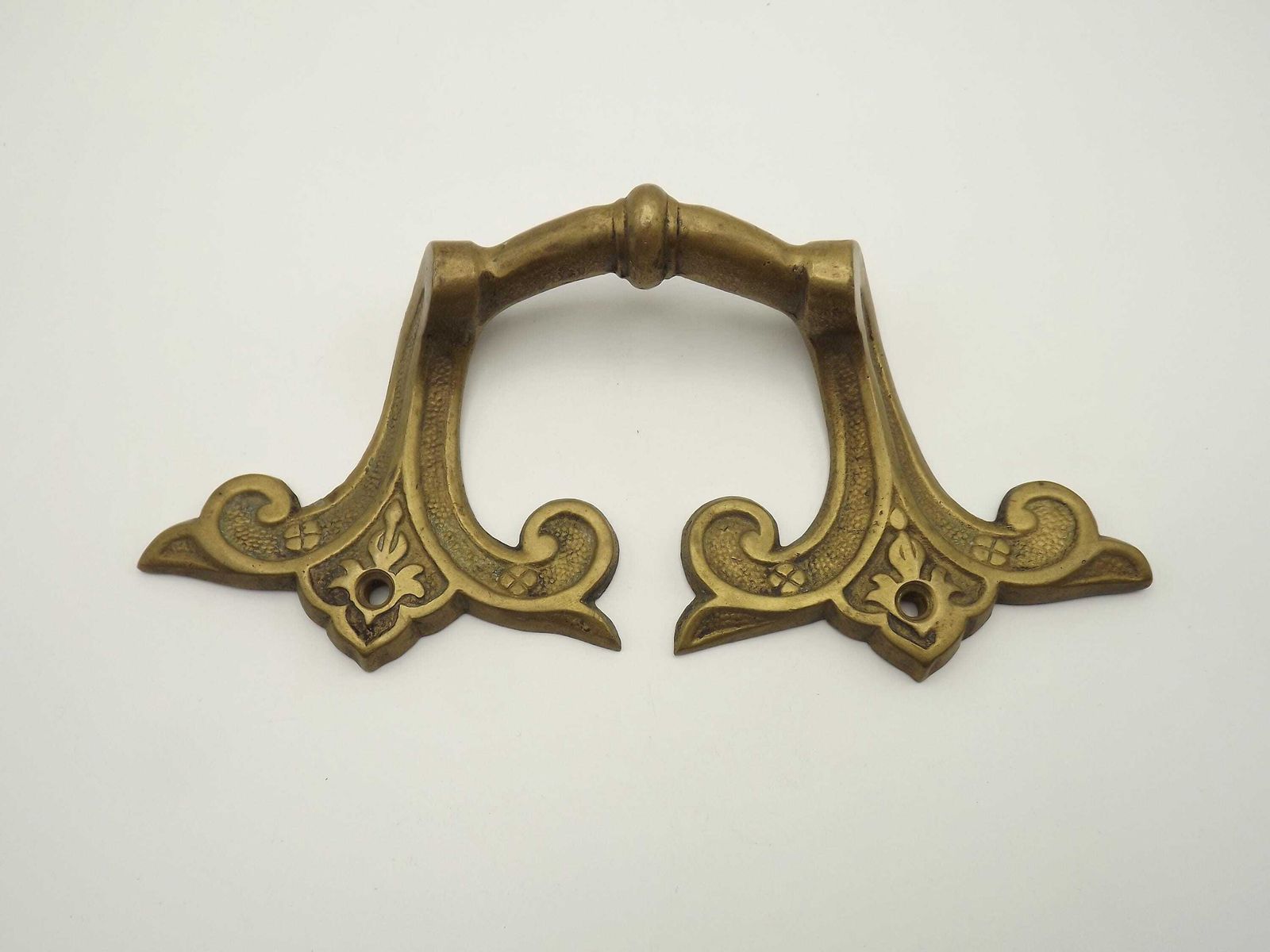 Matching Pair French Antique Old French Solid Brass Furniture Handles   French Antique. Brass Furniture Handles. Brass Drawer Handles. photo vinterior